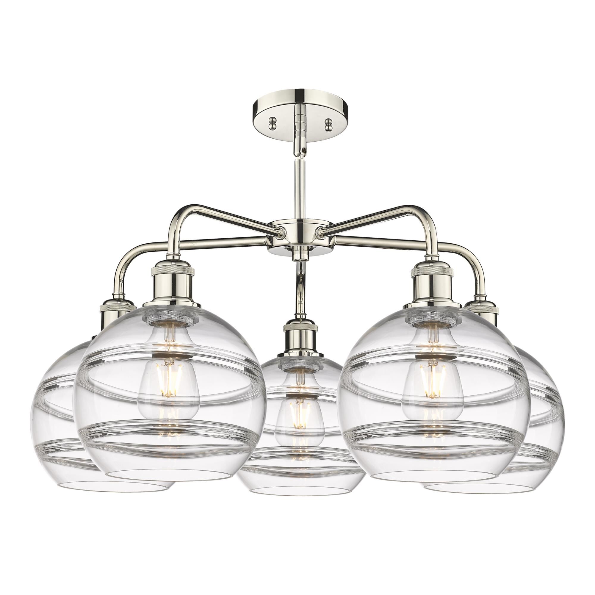 Shown in Polished Nickel finish and Clear glass