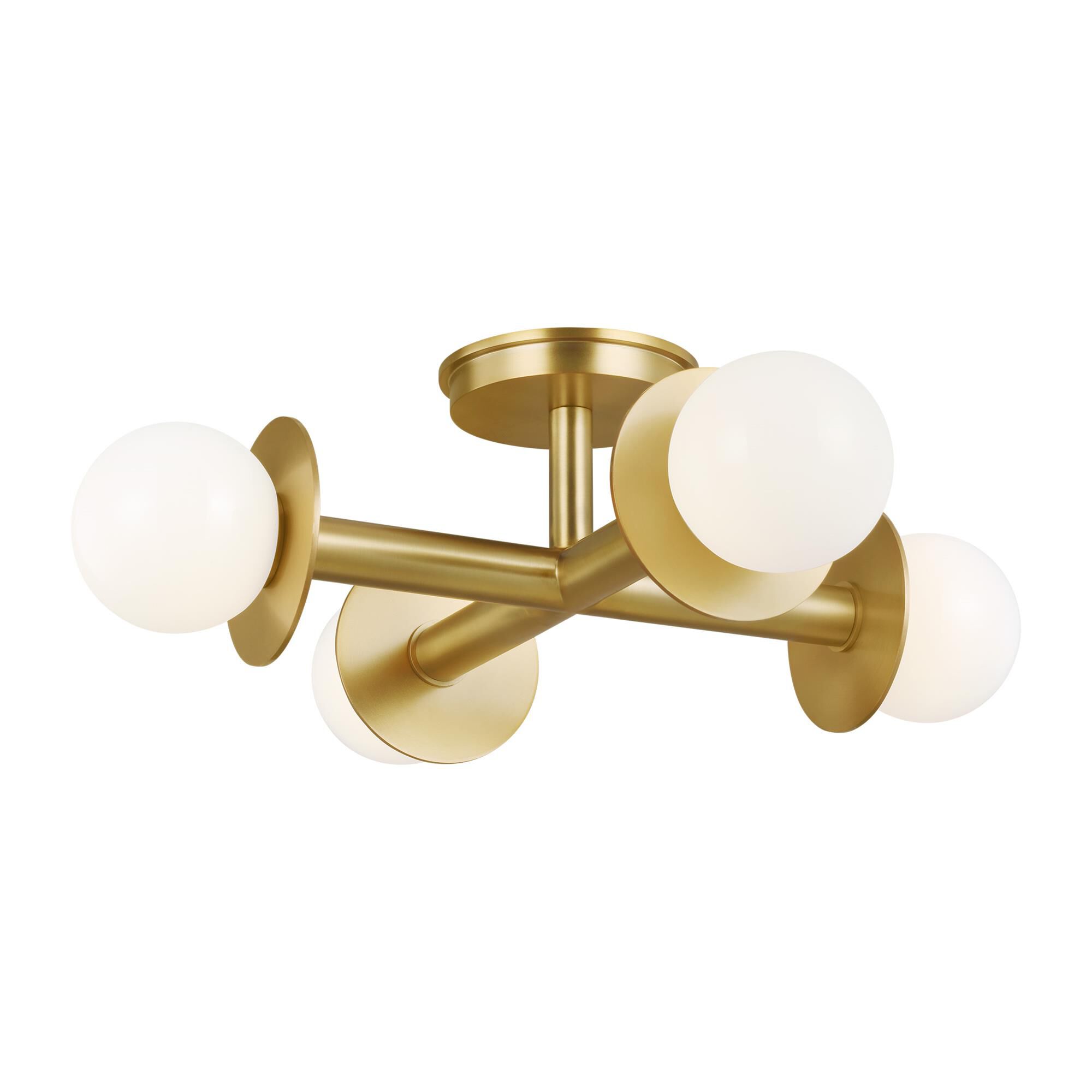 Shown in Burnished Brass finish and Milk Whitesteel glass