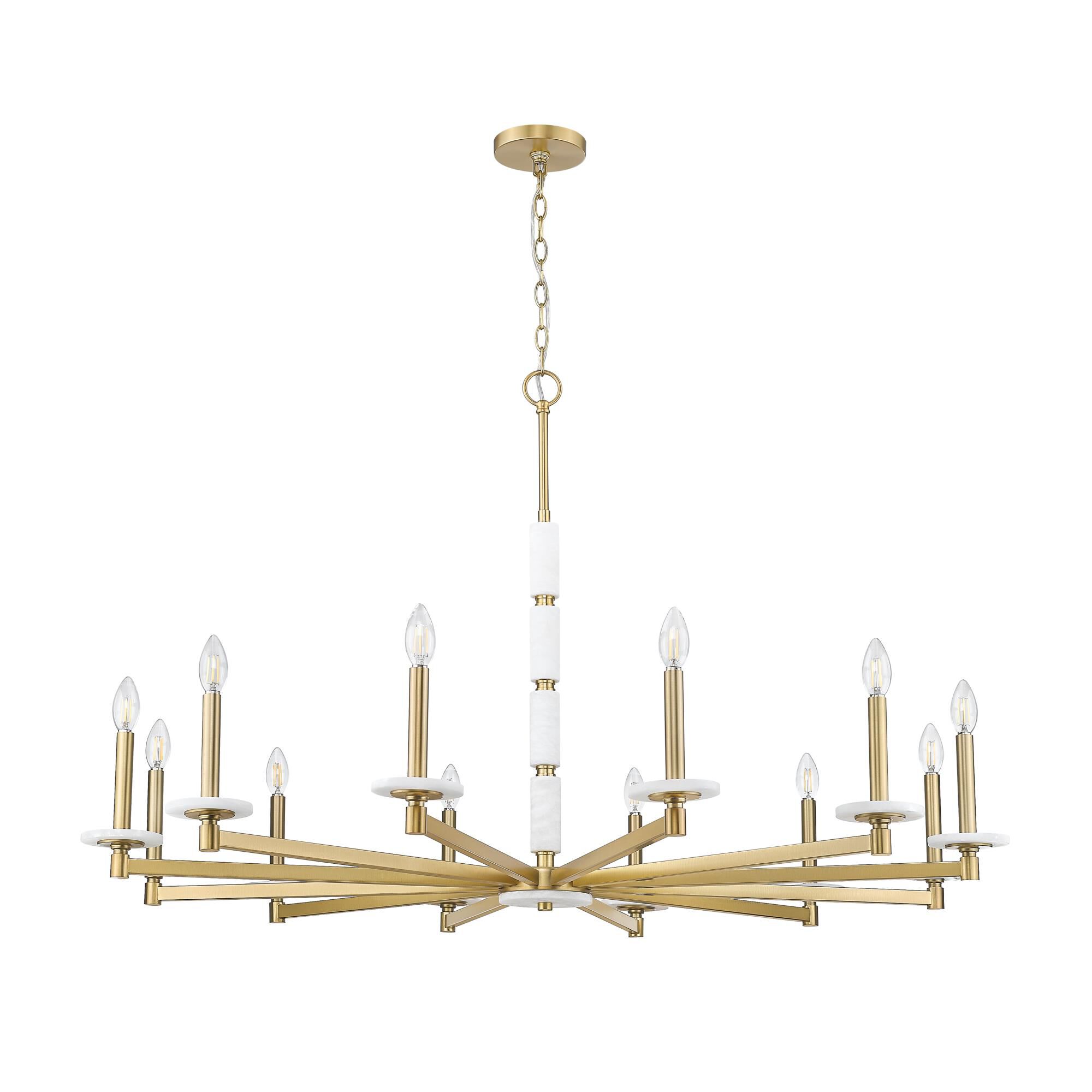 Shown in Modern Gold finish and Alabaster glass and Alabaster shade
