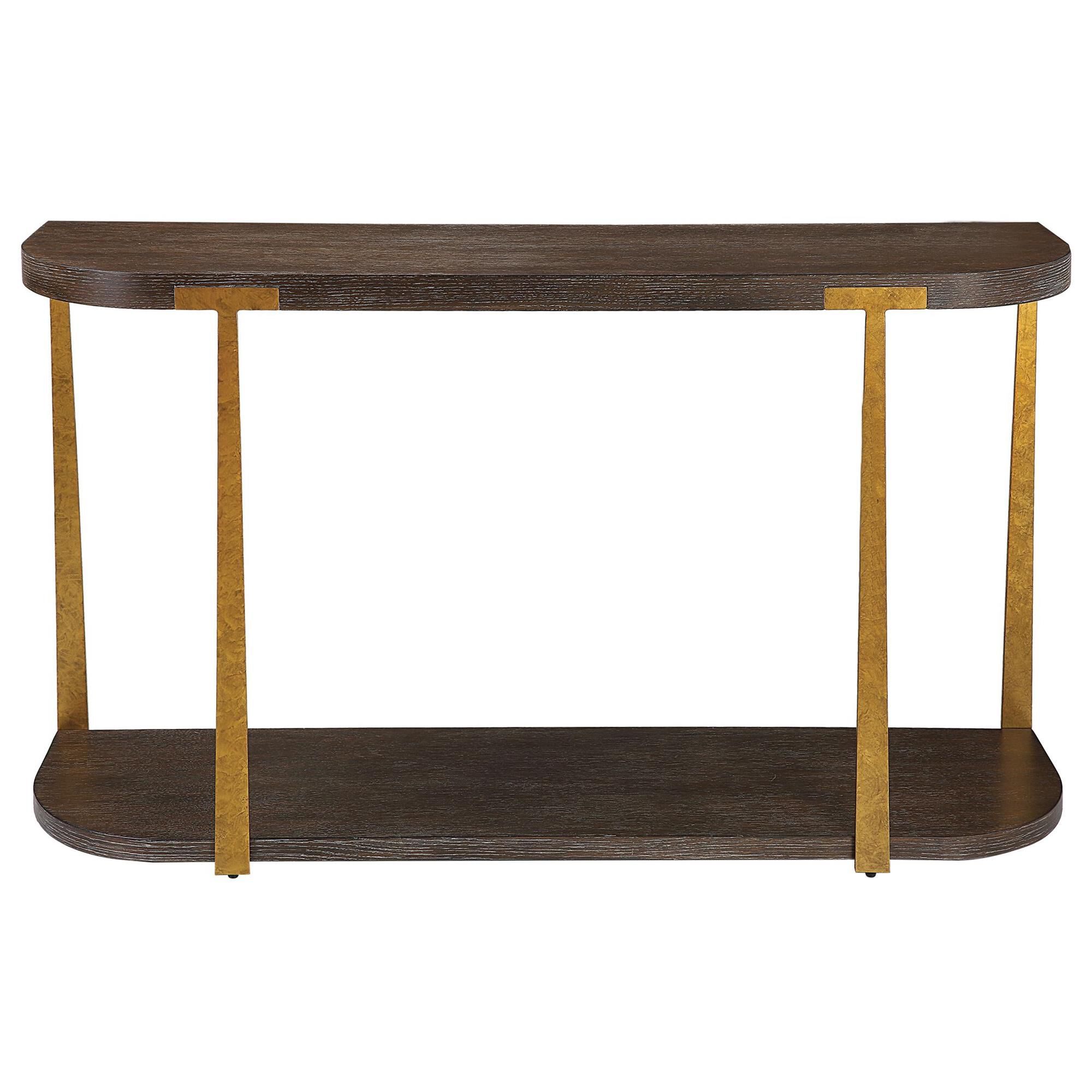 Shown in The Palisade Console Table Is Finished In A Rich Coffee Finished Oak Veneer With Natural Wood Grain  finish