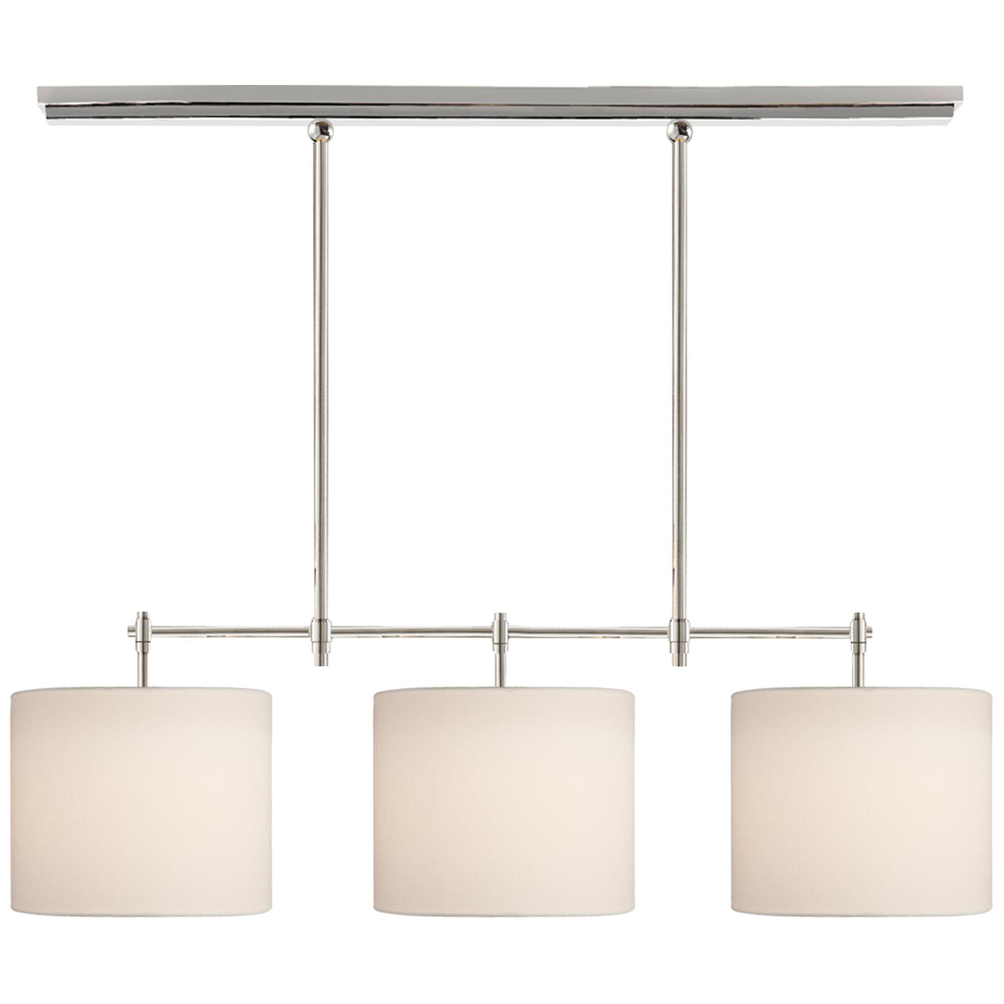 Shown in Polished Nickel finish and Linen shade