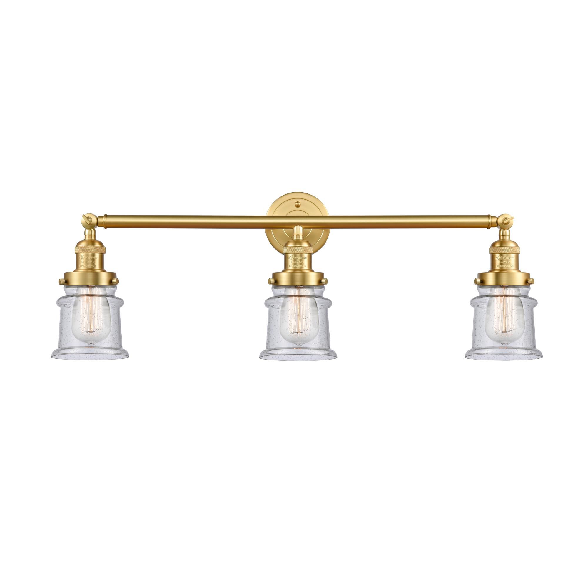 Shown in Satin Gold finish and Seedy Canton glass