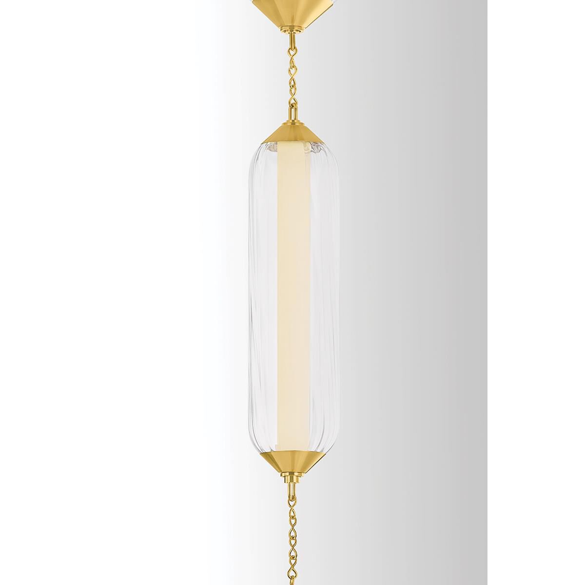 Shown in Vintage Polished Brass finish and Clear Optic glass