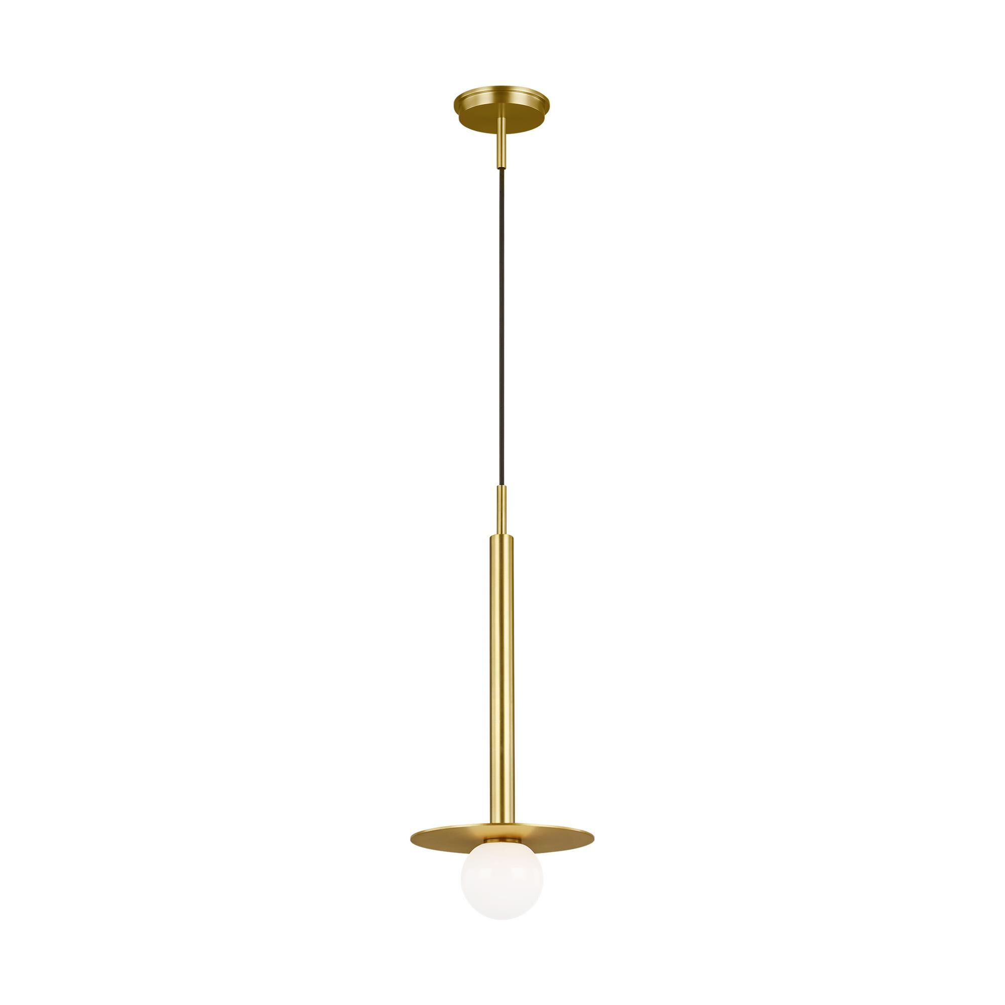 Shown in Burnished Brass finish and Milk Whitesteel glass