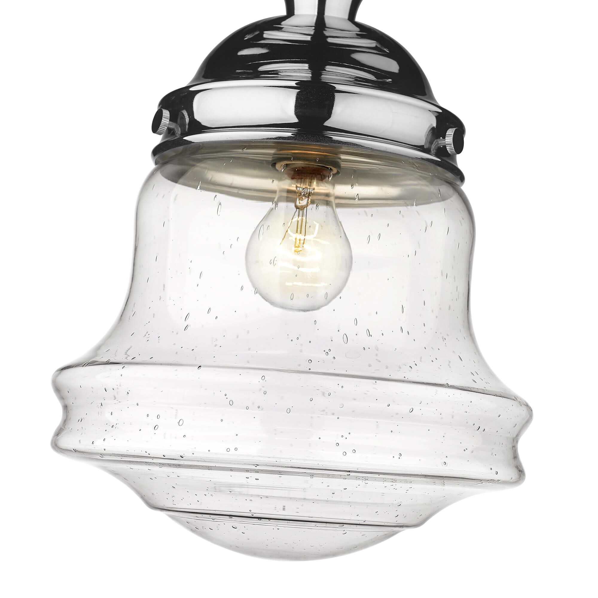 Shown in Chrome finish and Clear Seedy glass