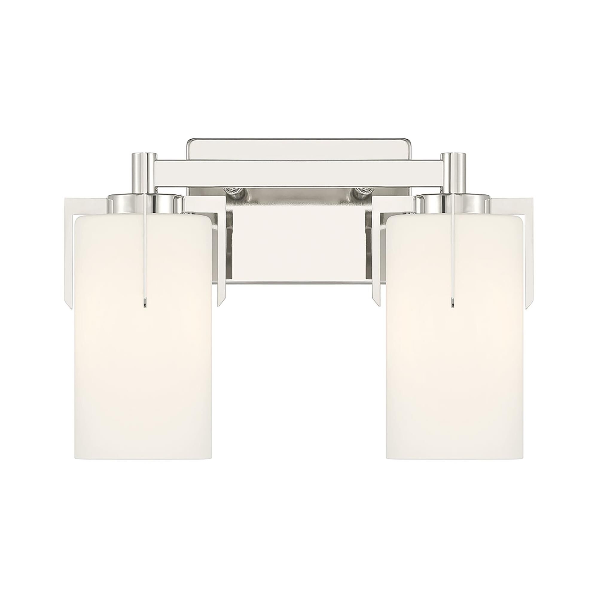 Shown in Polished Nickel finish and White Frosted glass