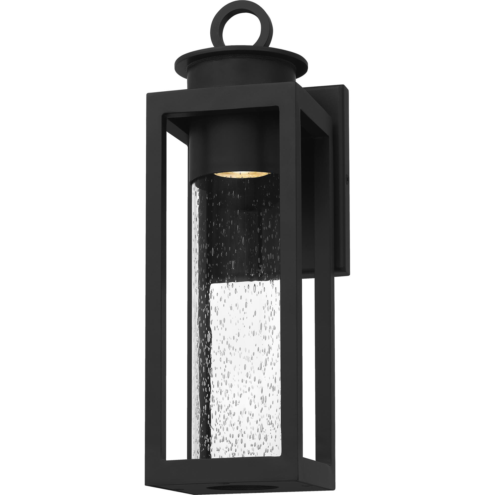 Shown in Matte Black finish and Clear Seeded Glass shade
