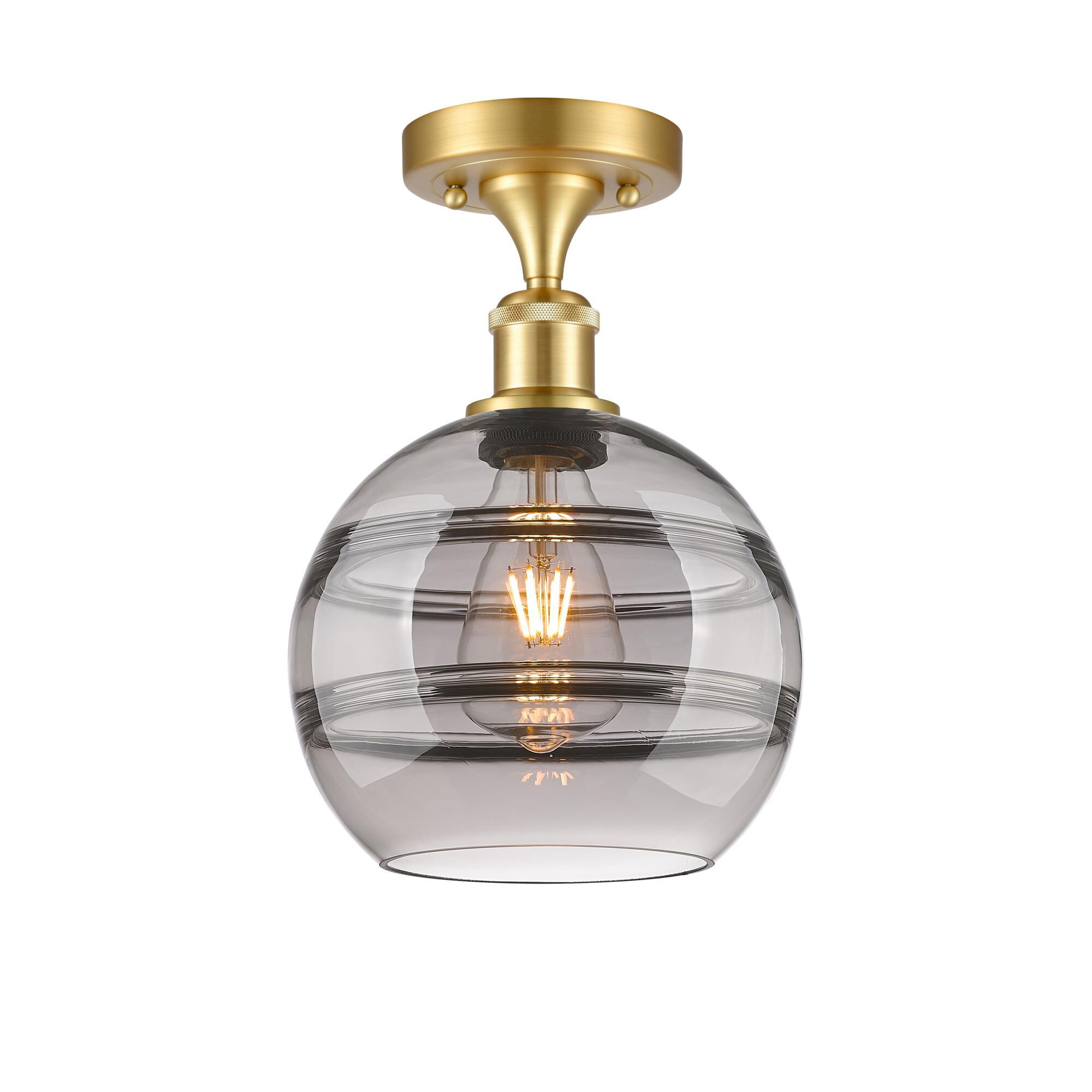 Shown in Satin Gold finish and Light Smoke glass