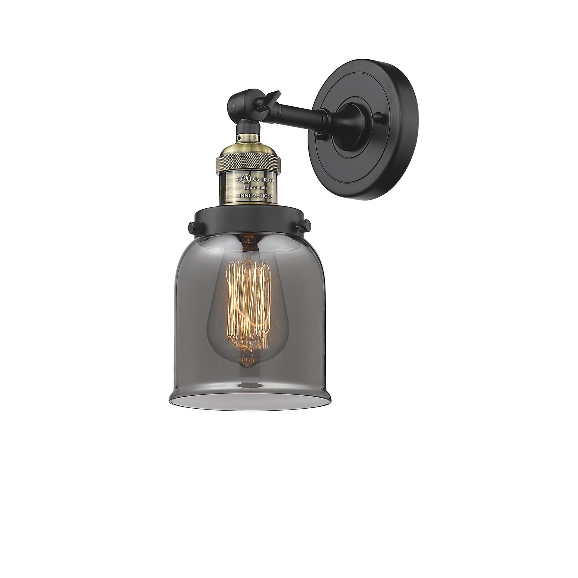Shown in Black Antique Brass finish and Plated Smoked glass