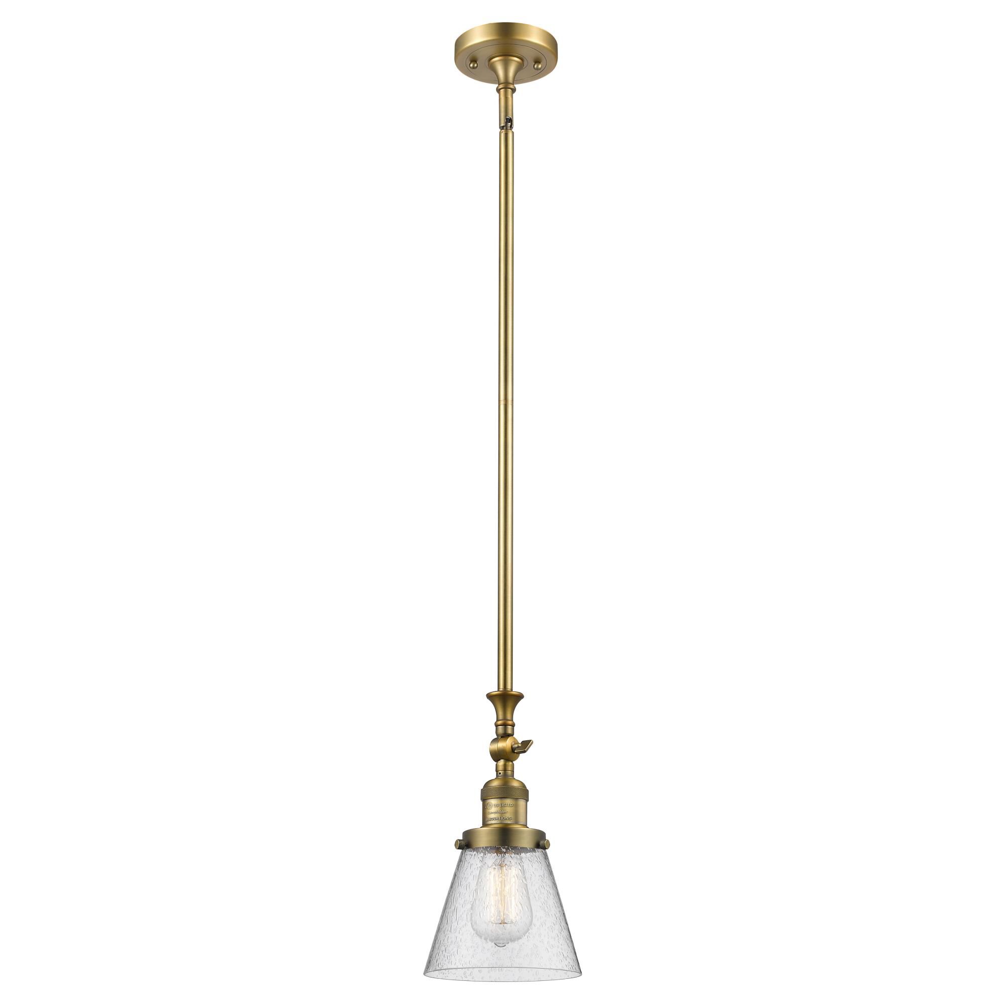 Shown in Brushed Brass finish and Seedy glass