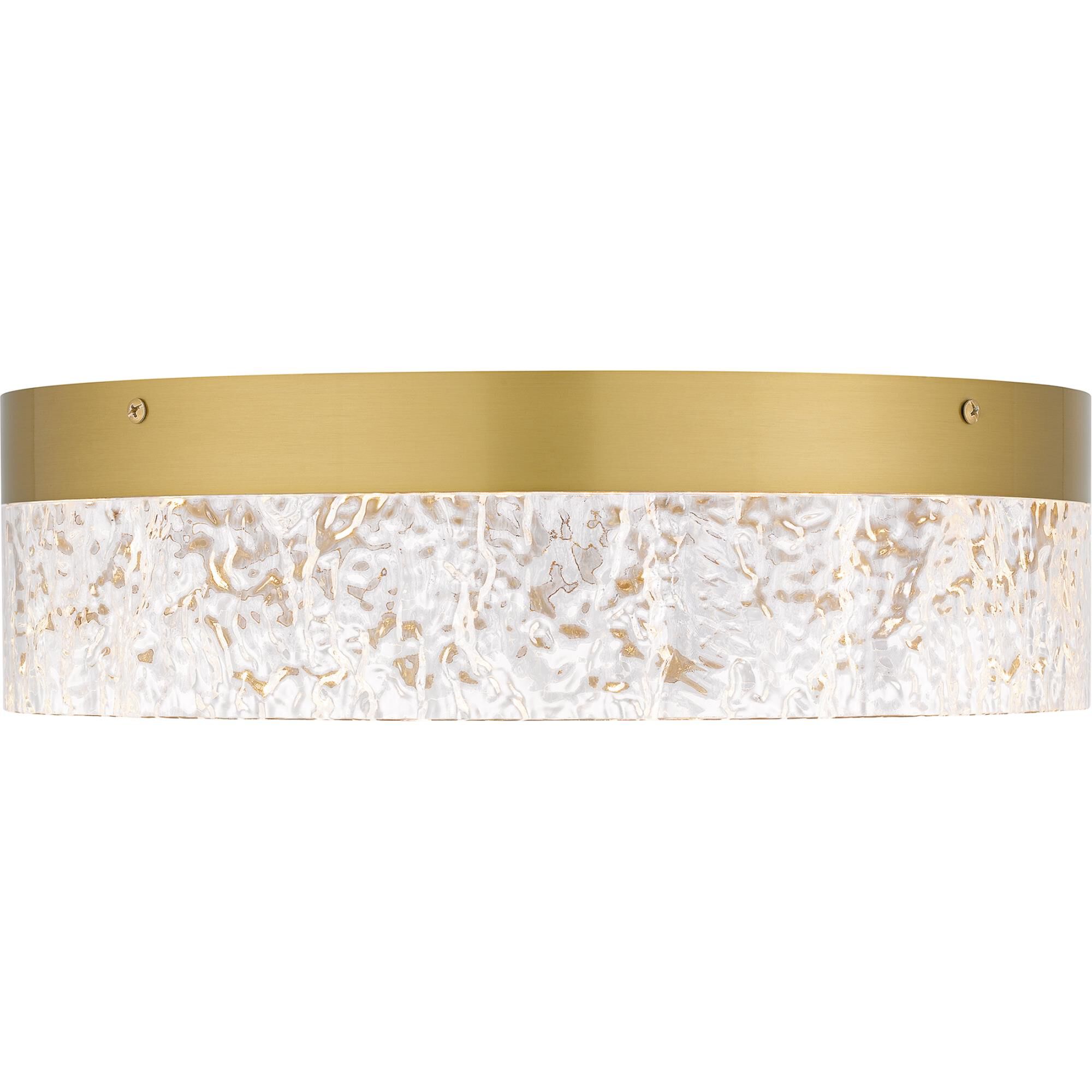 Shown in Brushed Gold finish and Clear Textured Acrylic shade