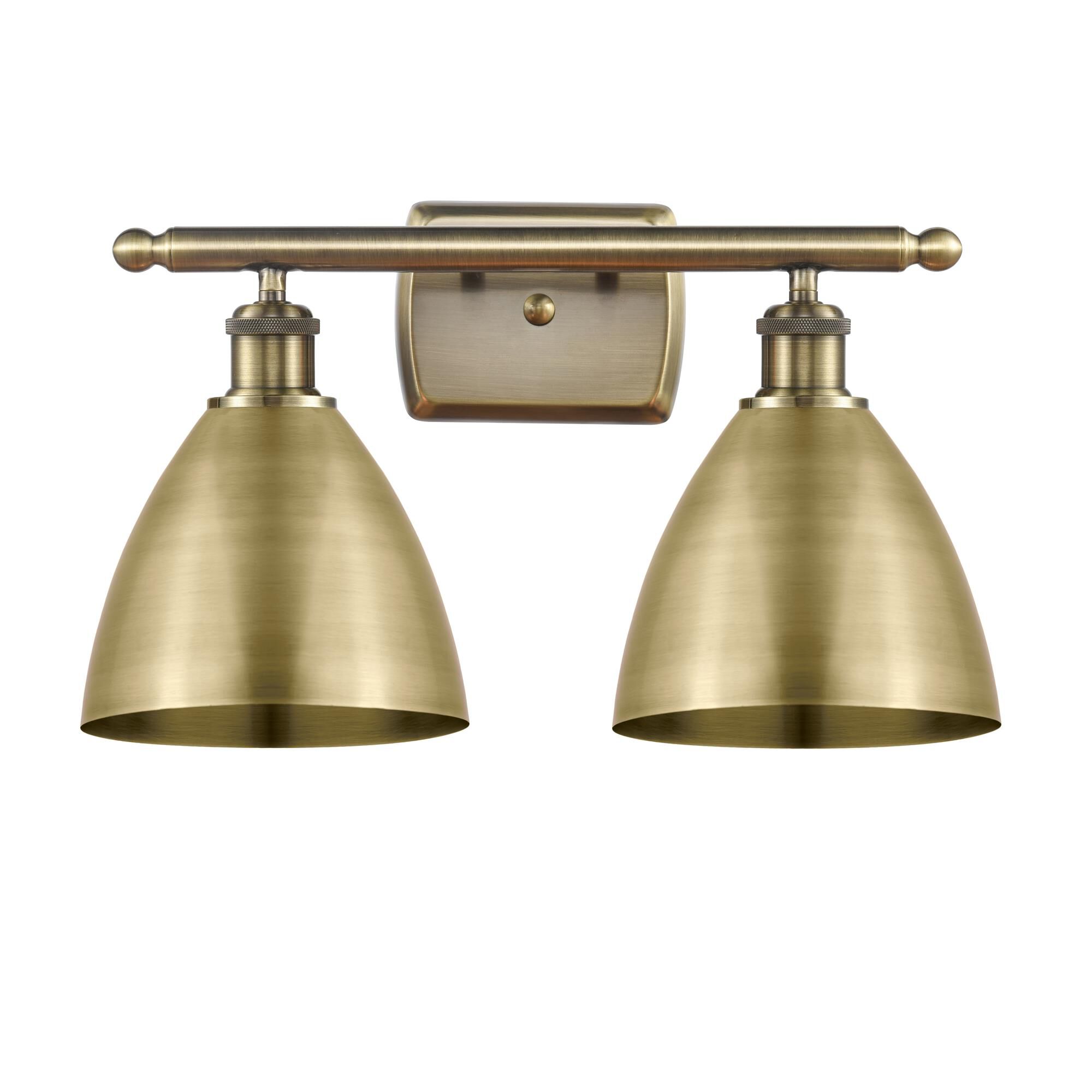Shown in Antique Brass finish and Antique Brass Ballston Dome shade