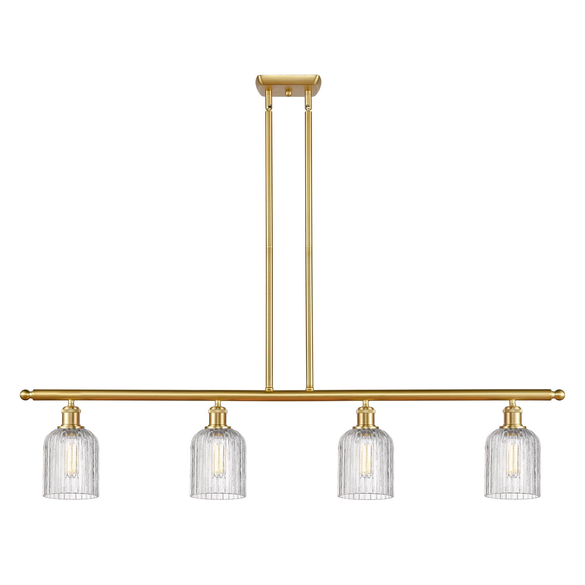 Shown in Satin Gold finish and Clear glass