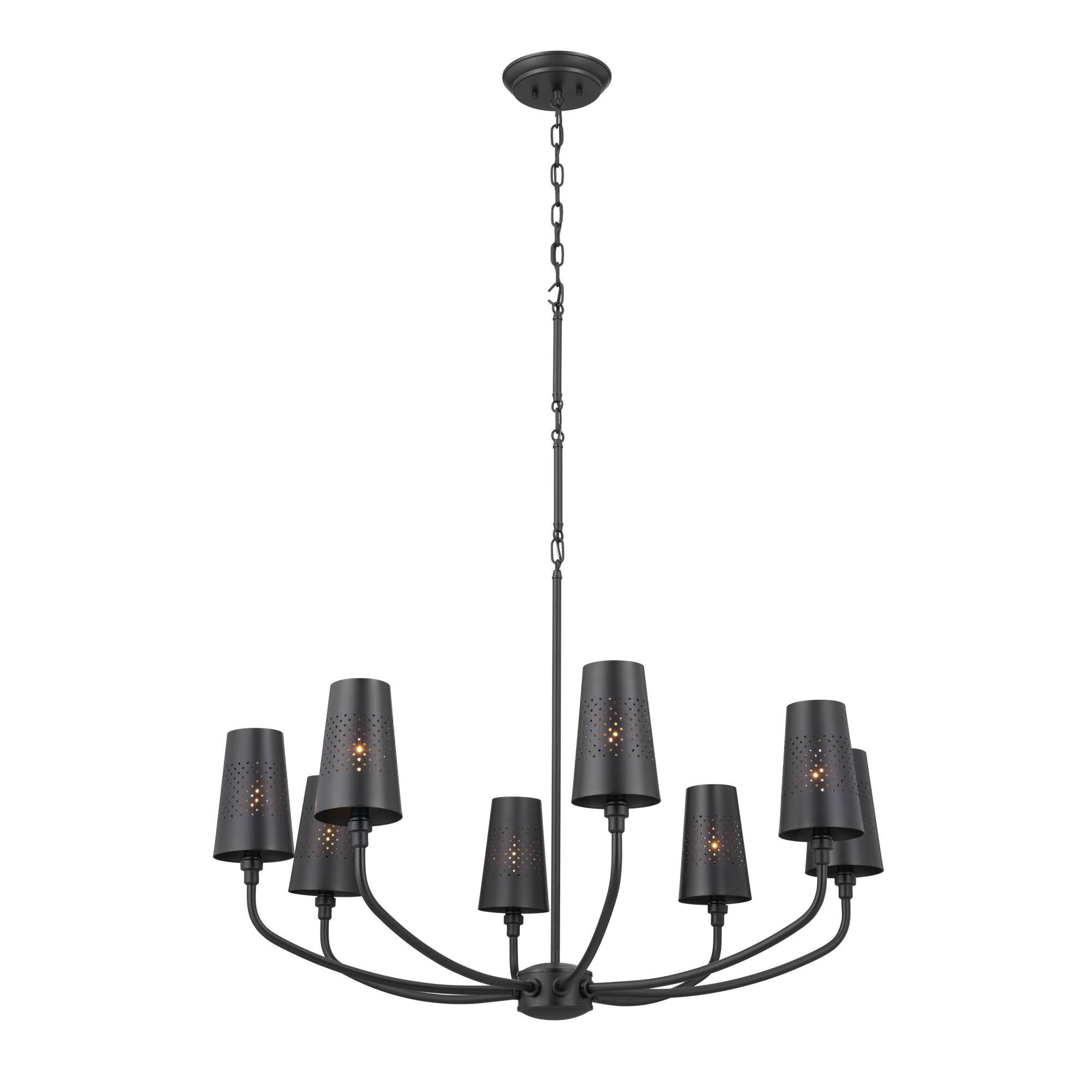 Shown in Black finish and Metal and Bell shade