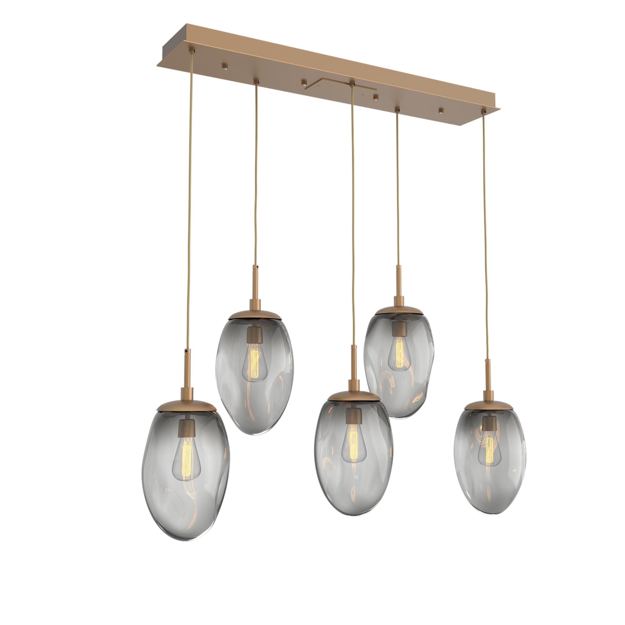 Shown in Novel Brass finish and Smoke Blown glass