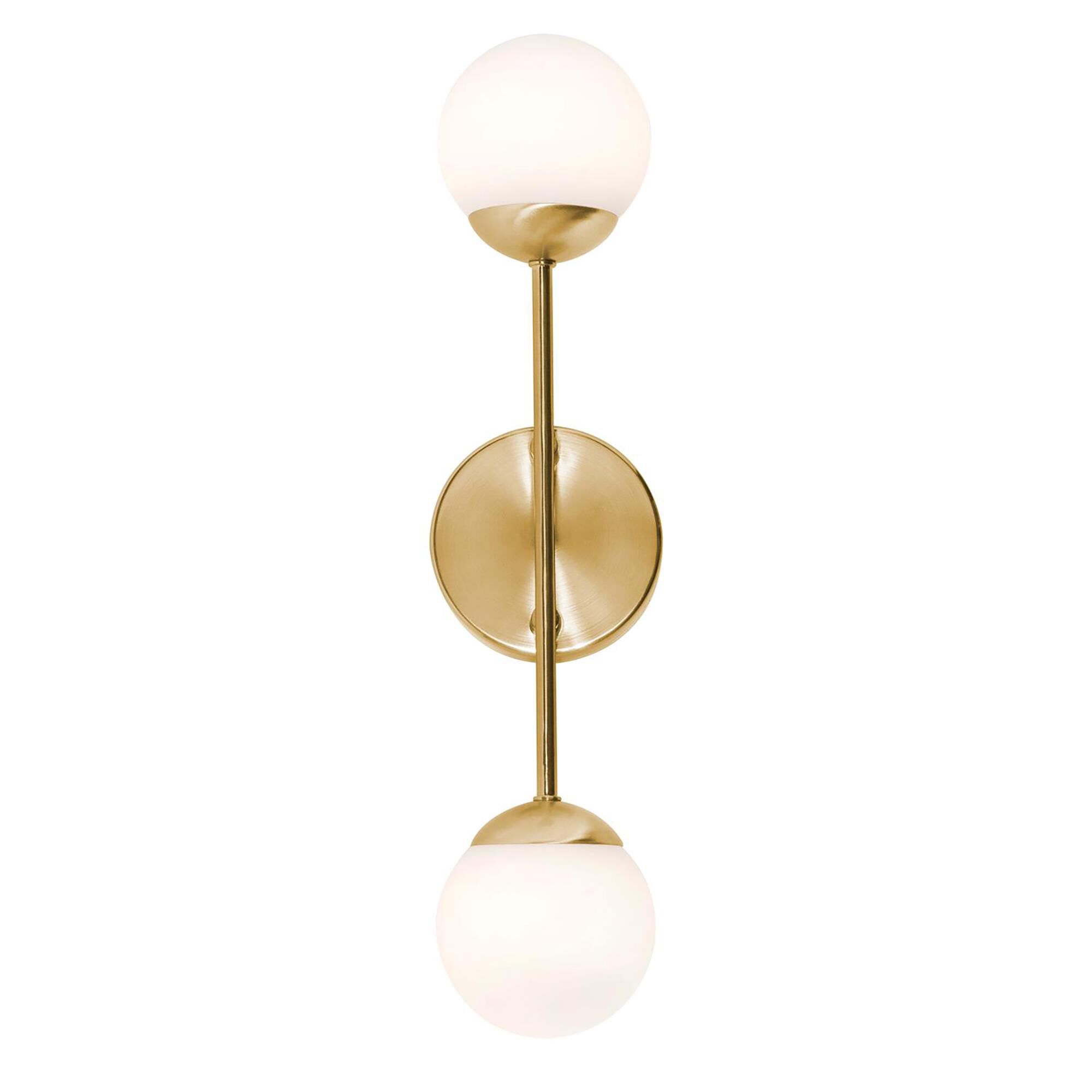 Shown in Satin Brass finish and White glass