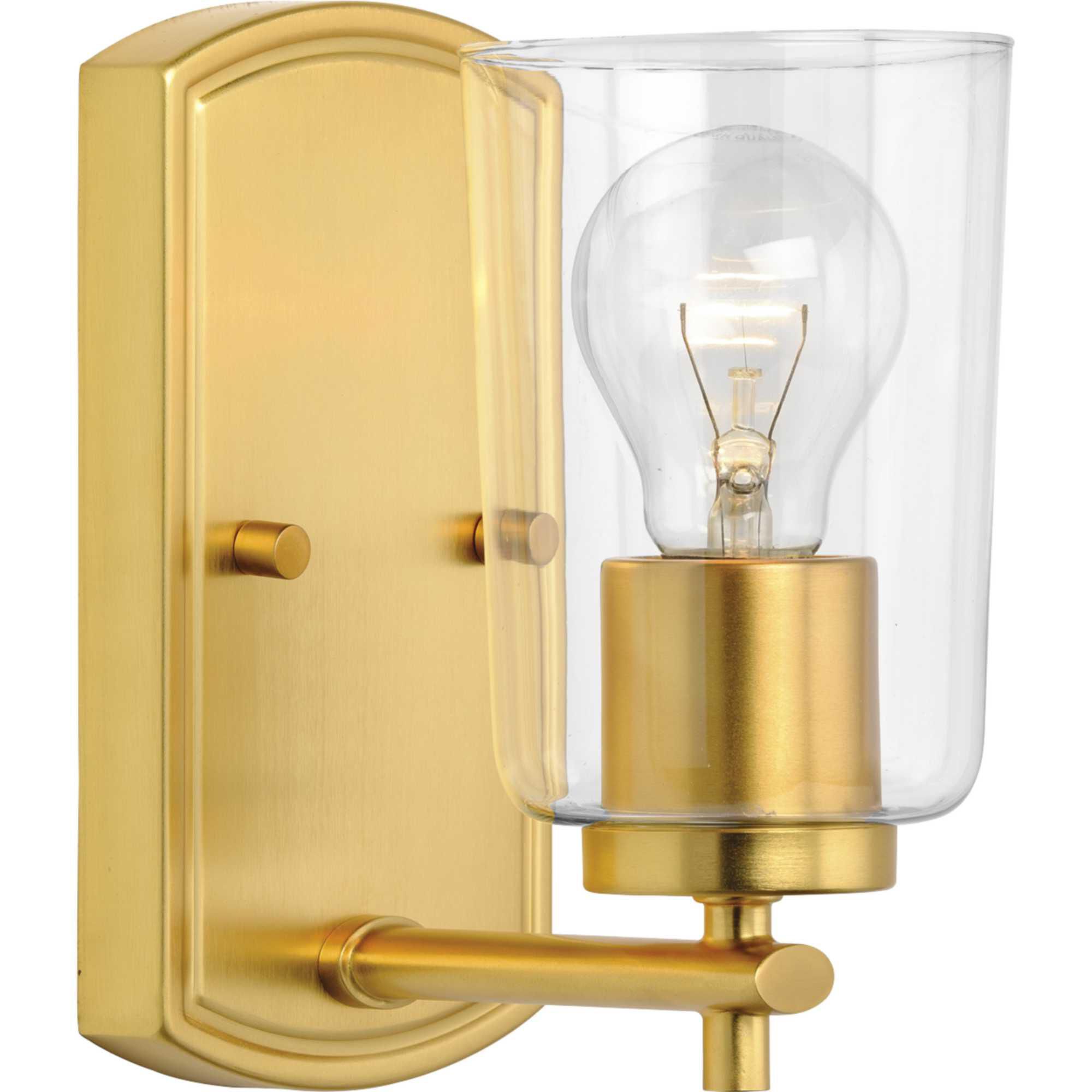 Shown in Satin Brass finish and Clear glass