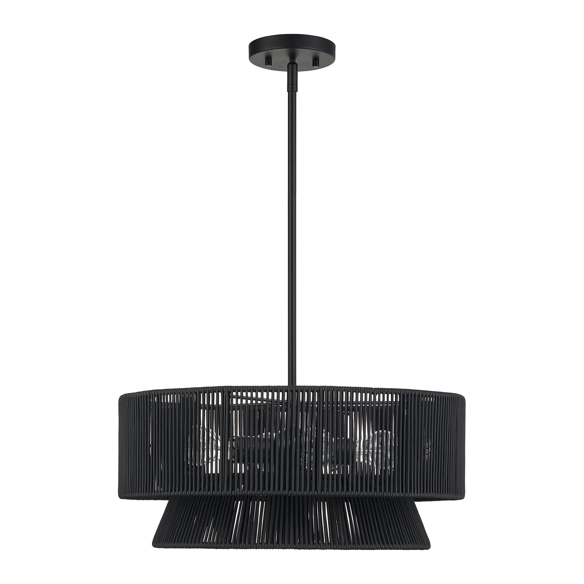 Shown in Black finish and Hand-Woven Parisian Night Color Polyester Rope shade