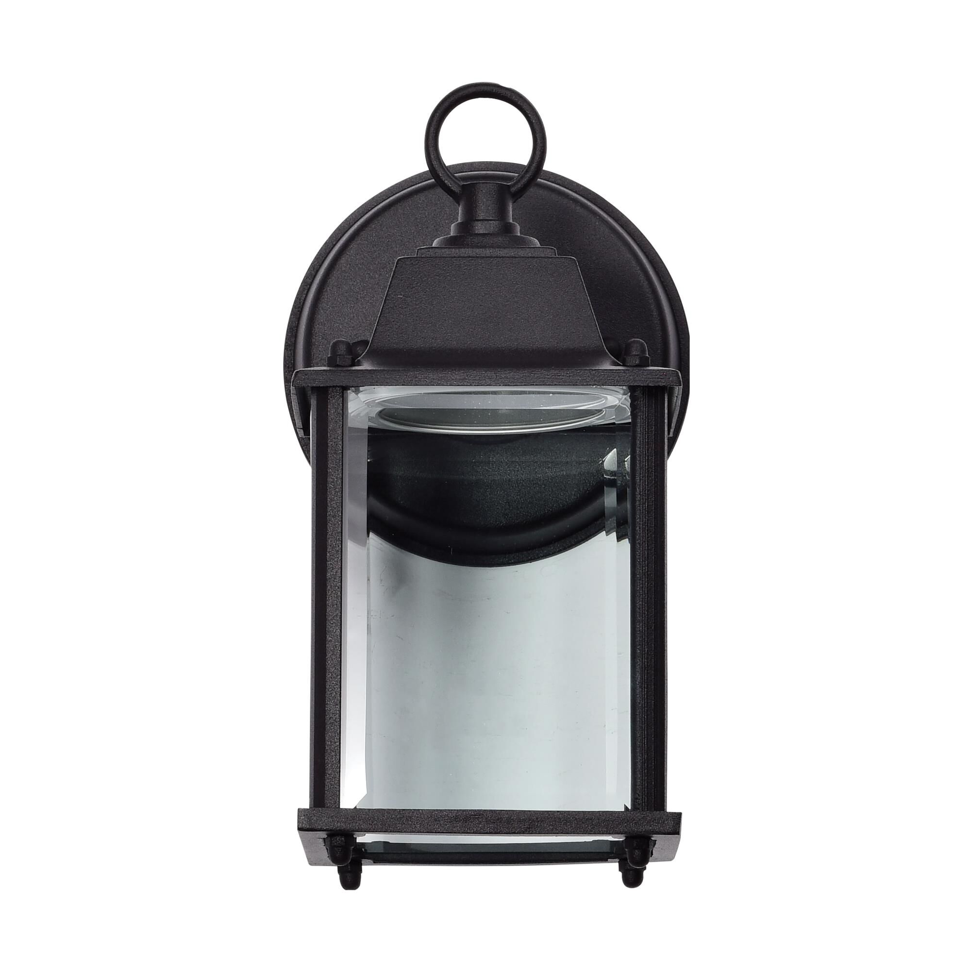 Shown in Black finish and Clear Beveled glass