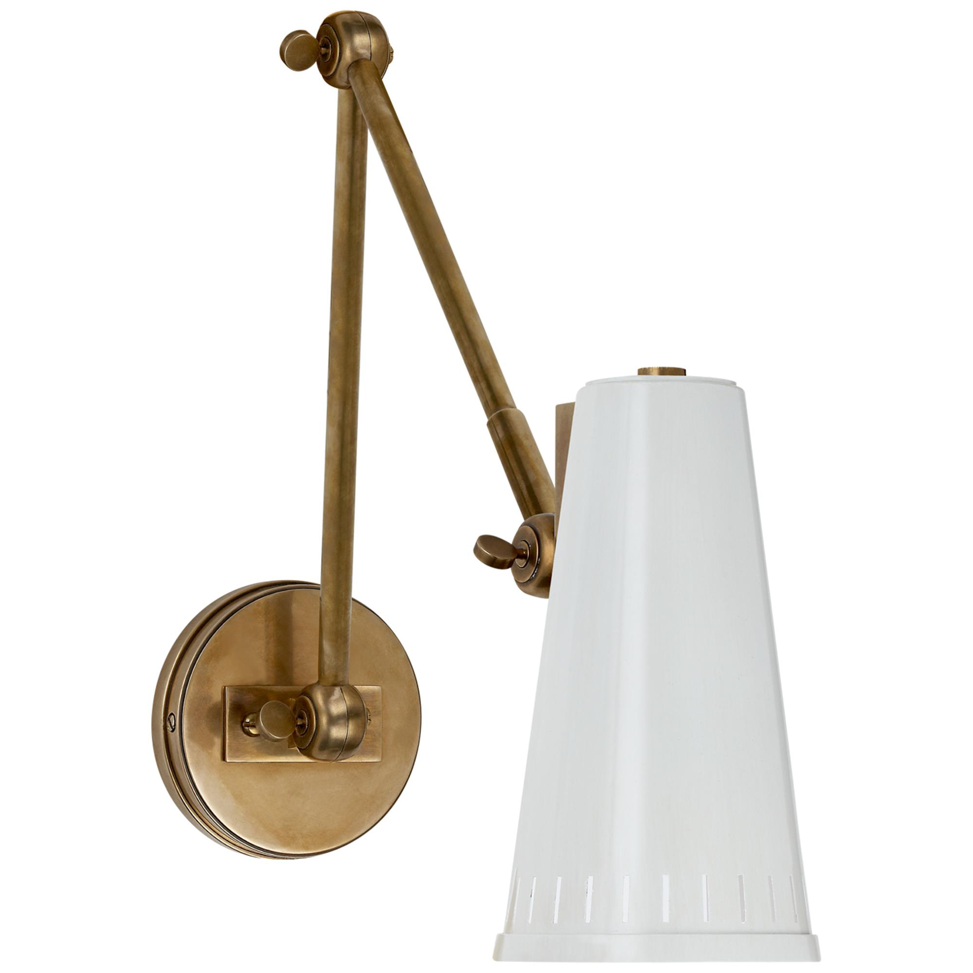 Shown in Hand-Rubbed Antique Brass finish and Antique White shade