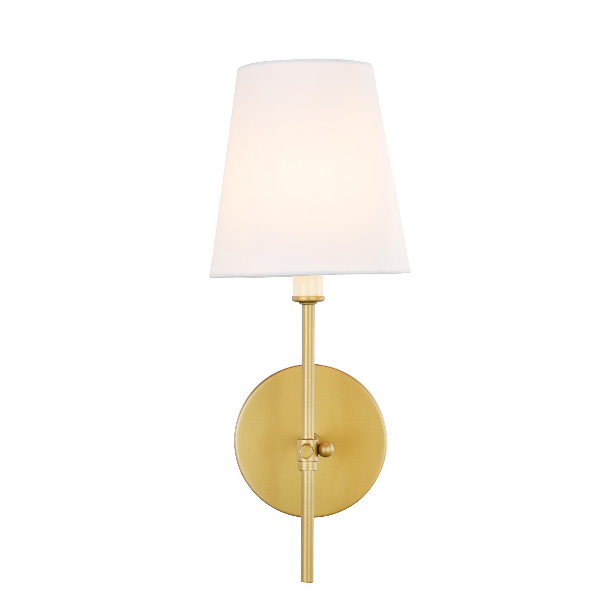 Shown in Brass finish and White Fabric shade