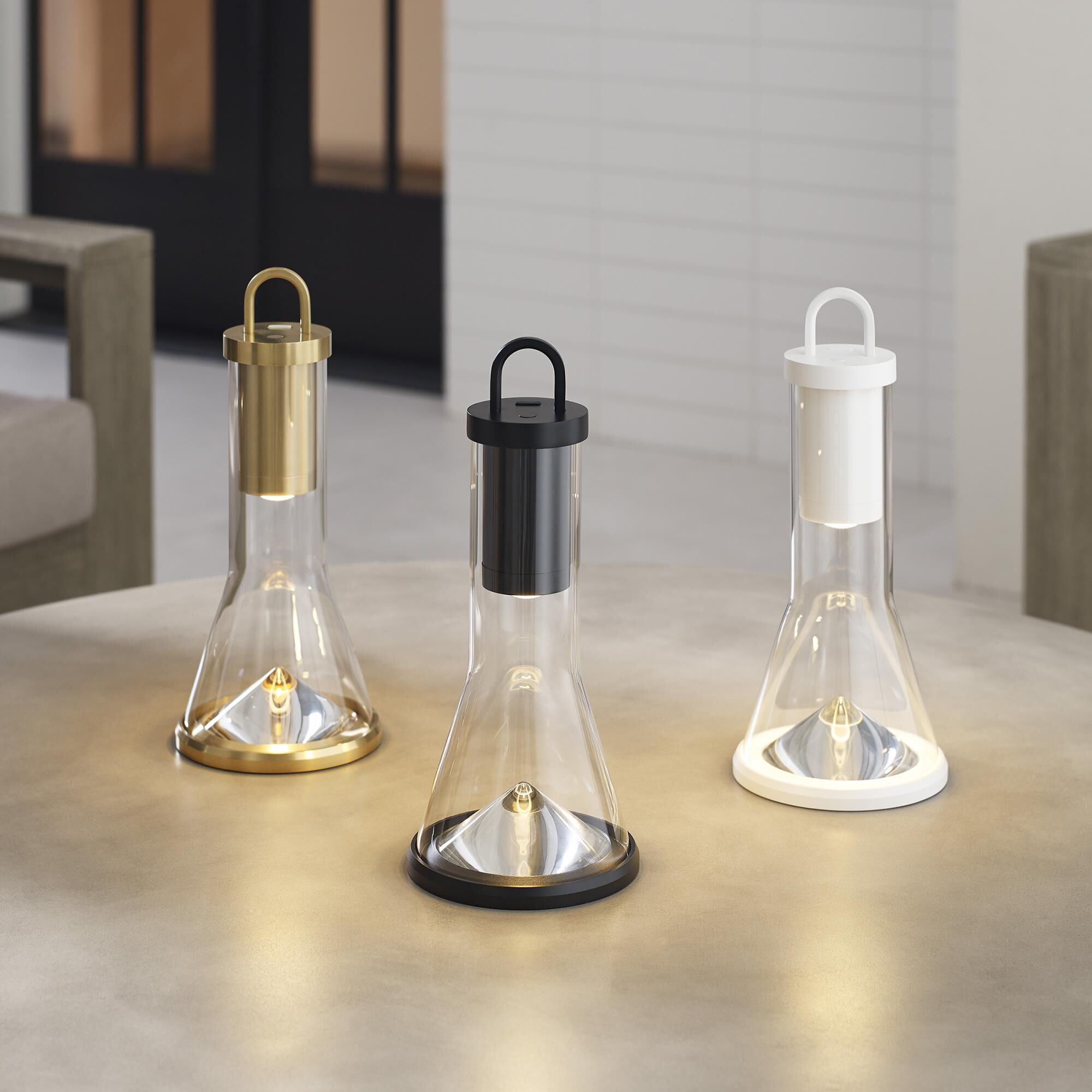 Shown in Black finish and Clear glass