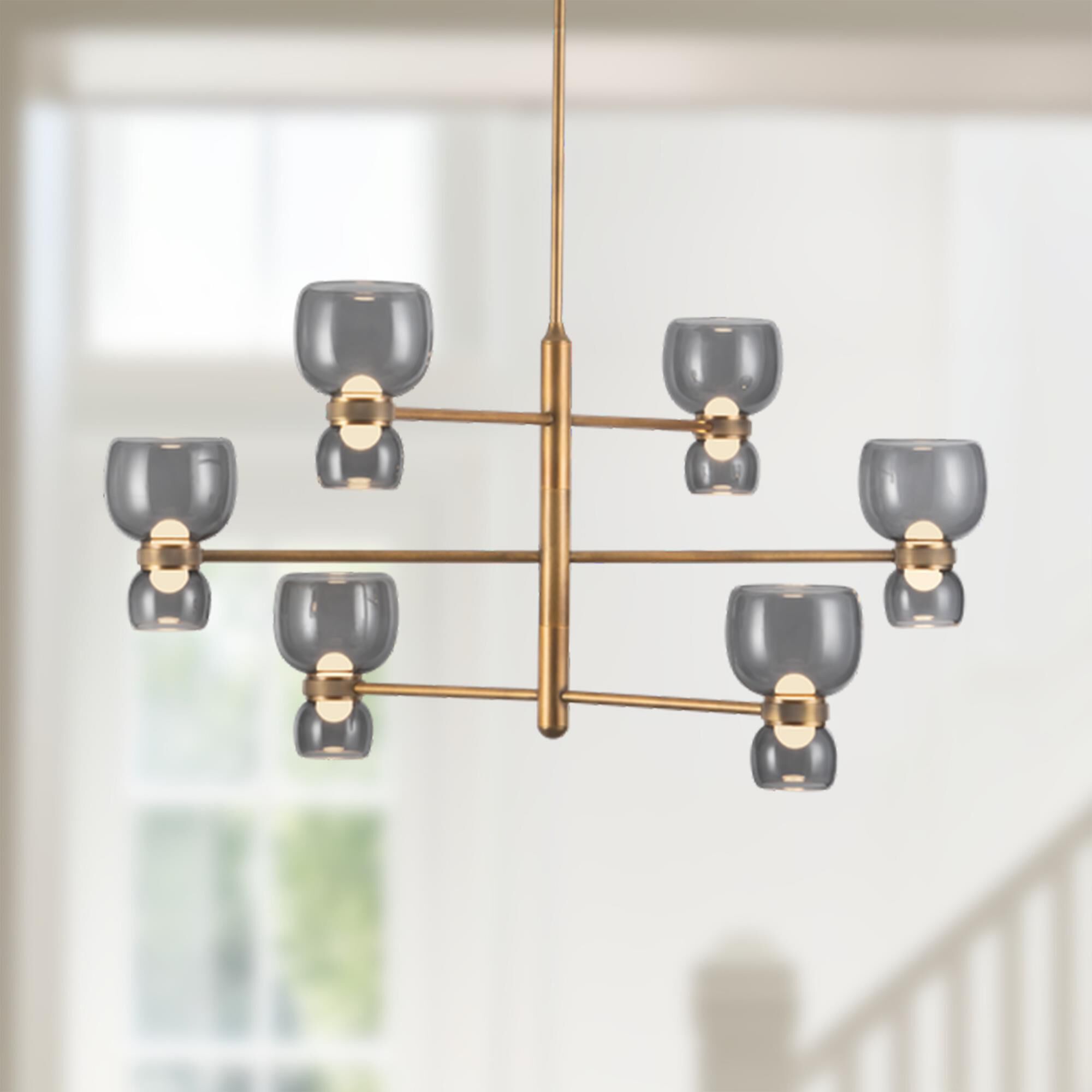 Shown in Vintage Brass finish and Smoked glass