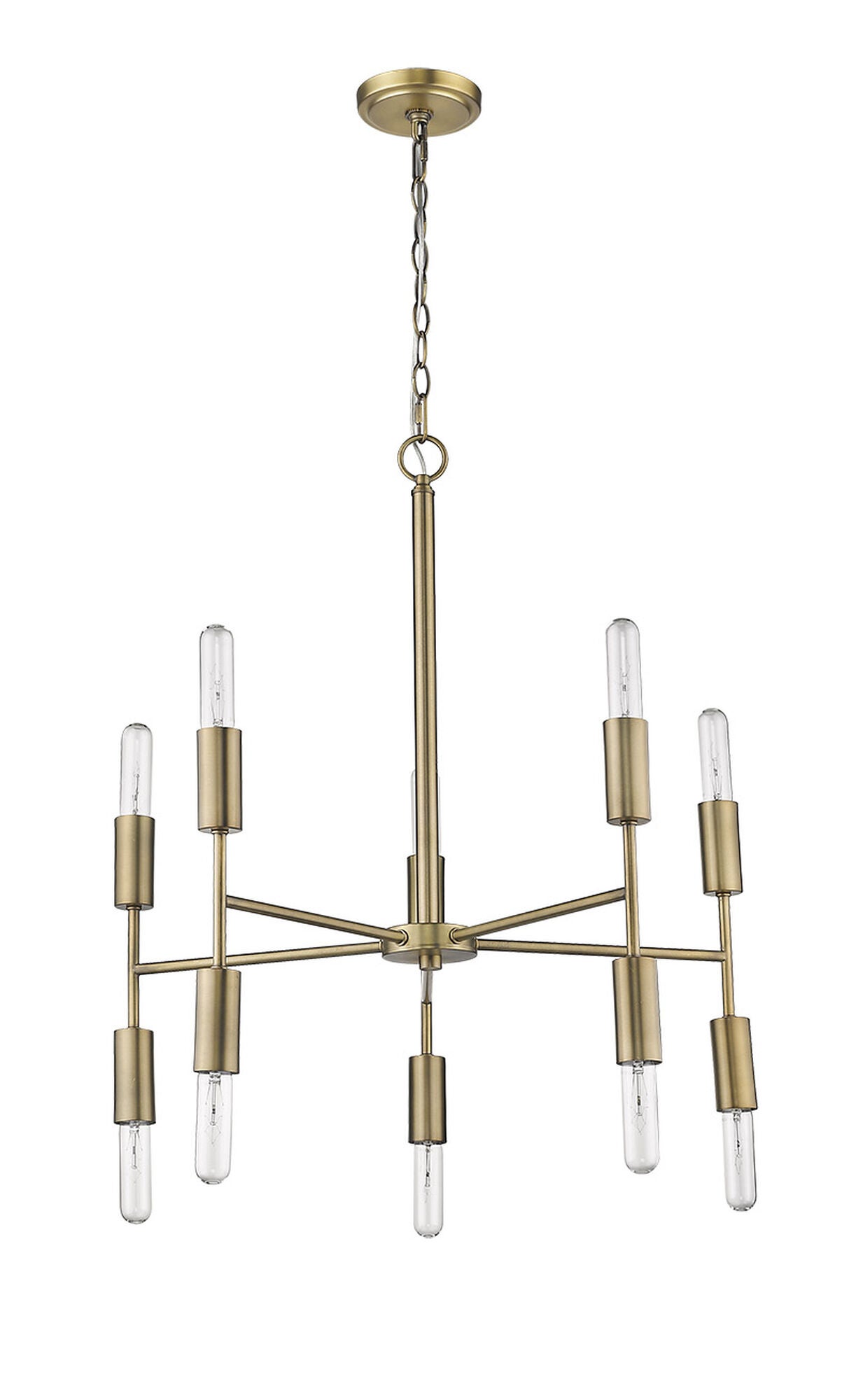 Shown in Aged Brass finish and -- glass and -- shade