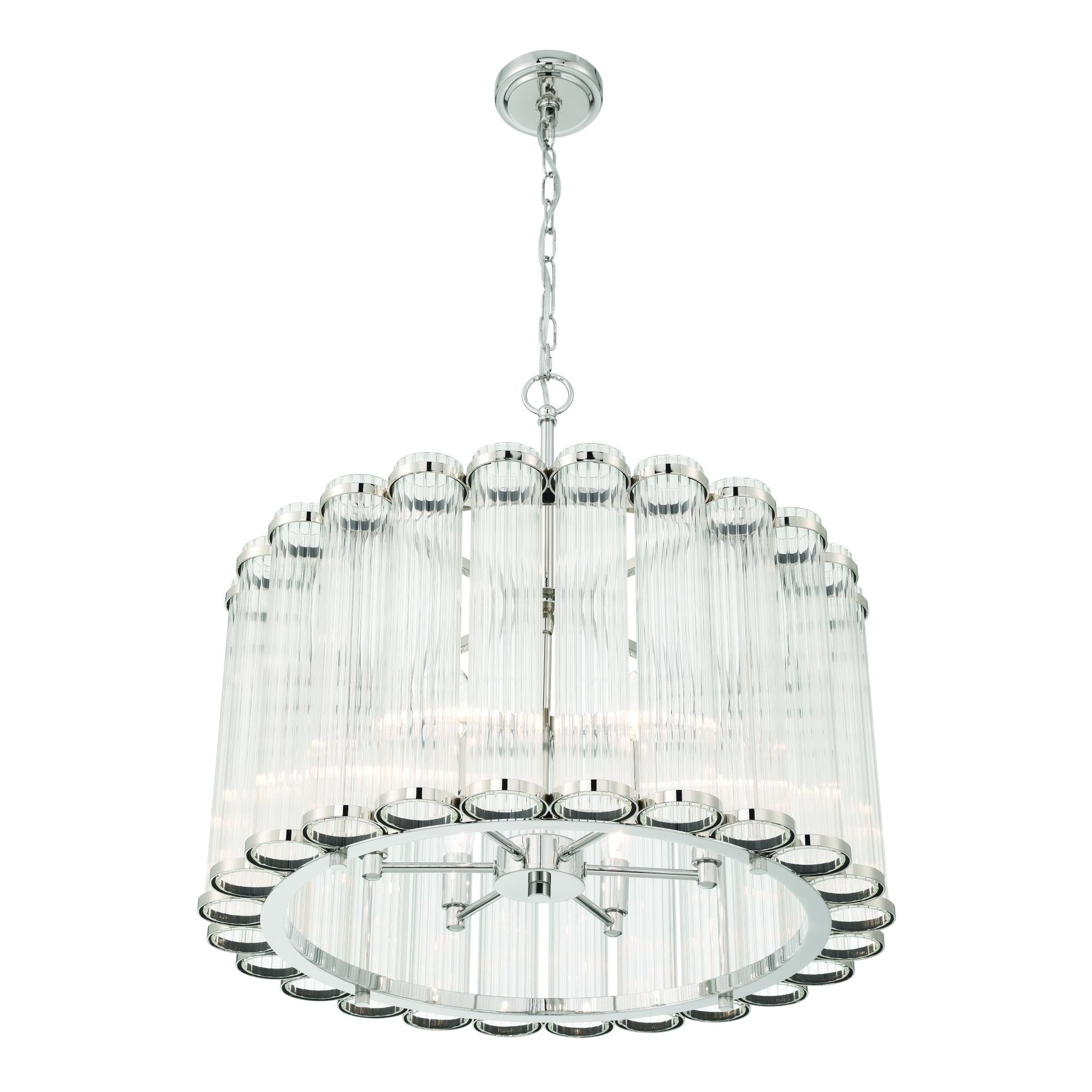 Shown in Nickel finish and Clear  glass