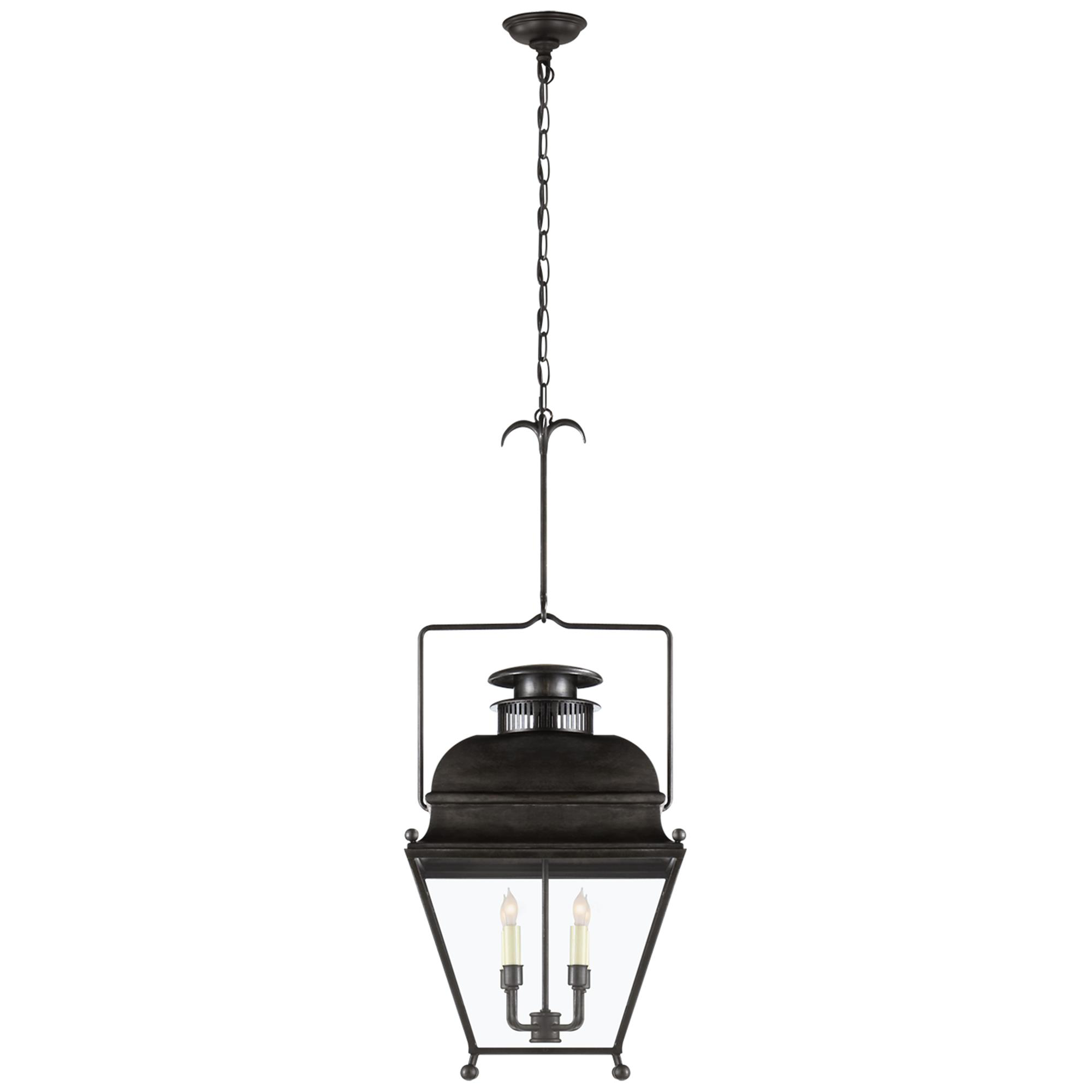 Shown in Aged Iron finish and Clear glass