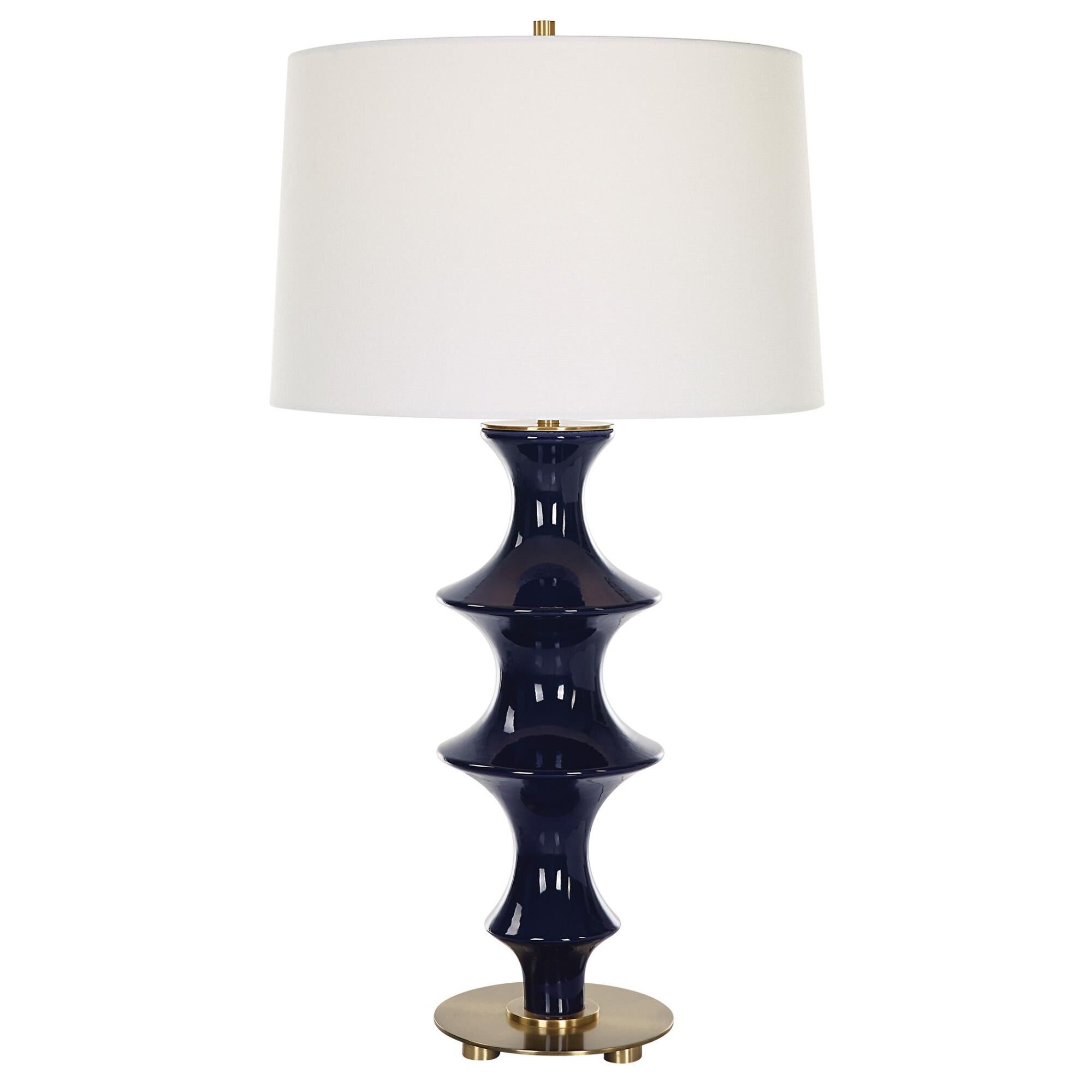 Shown in A Contemporary Tribute To Classic Chinoiserie, This Table Lamp's Fluted Base Is Formed From Sculpted finish and Round Hardback shade