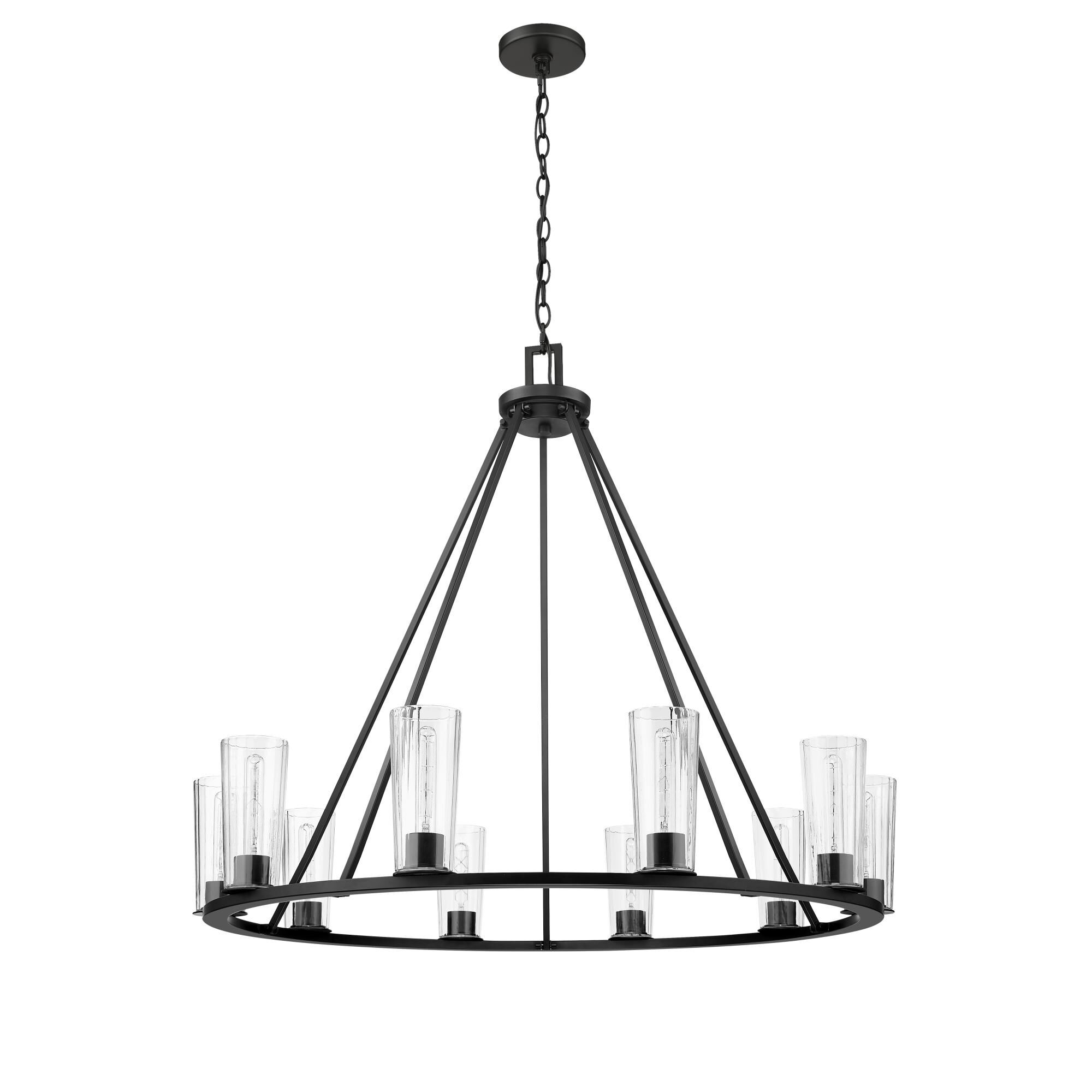 Shown in Matte Black finish and Clear glass and Clear shade