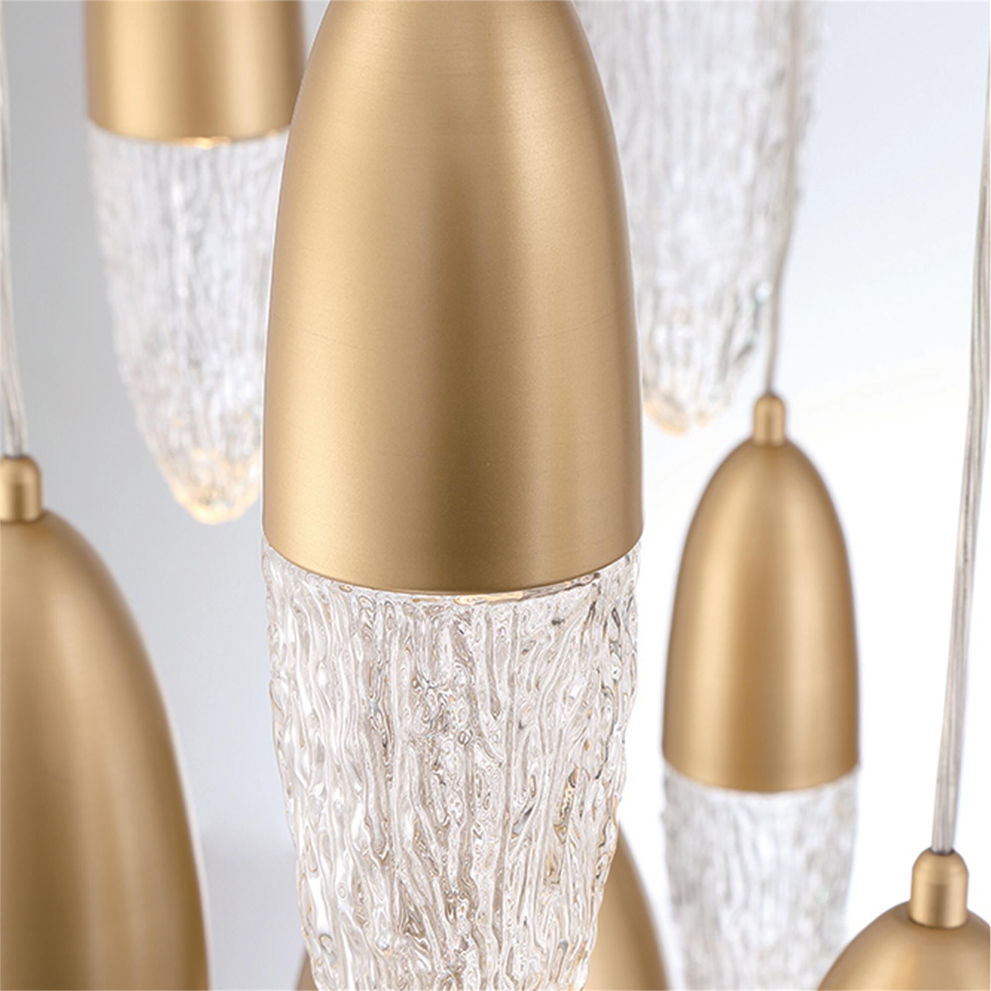 Shown in Gold finish and Glass shade