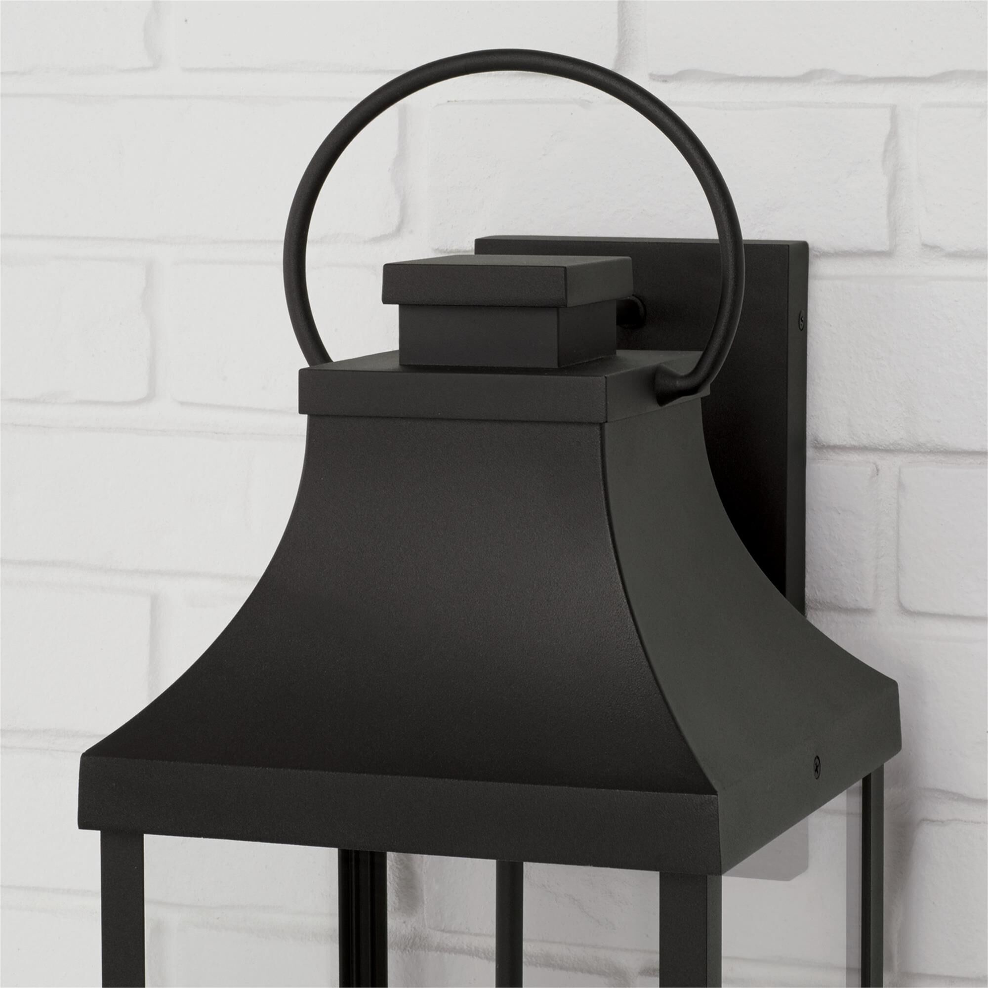 Shown in Black finish and Clear glass