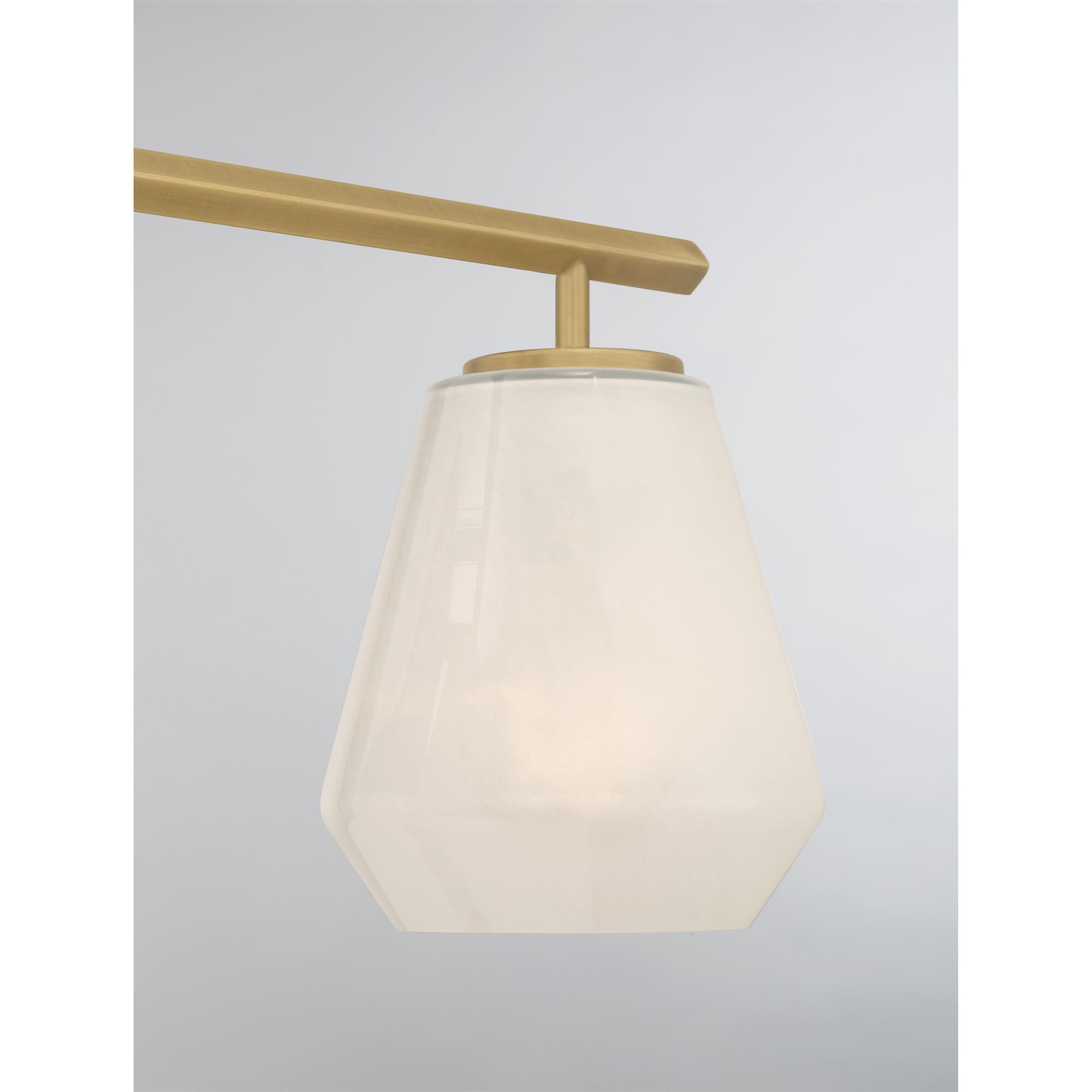 Shown in Legacy Brass finish and Alabaster glass