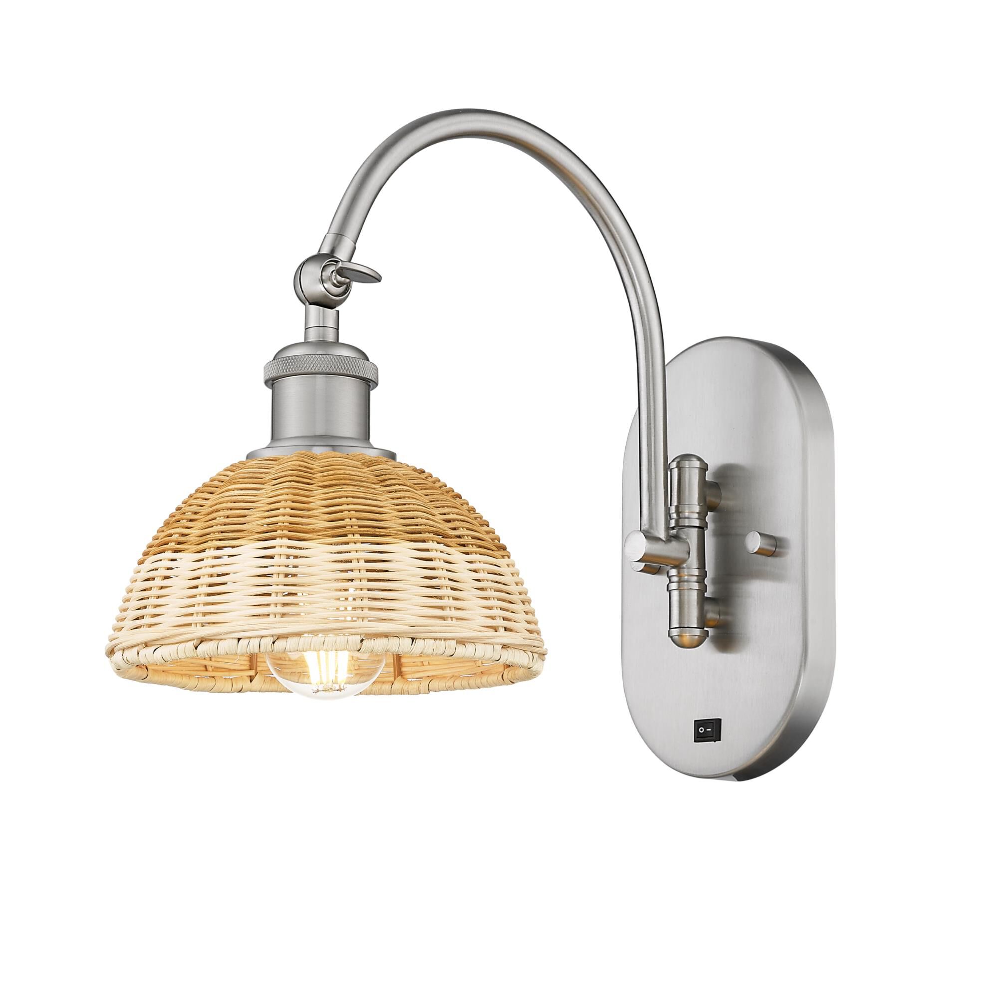 Shown in Brushed Satin Nickel finish and Natural shade