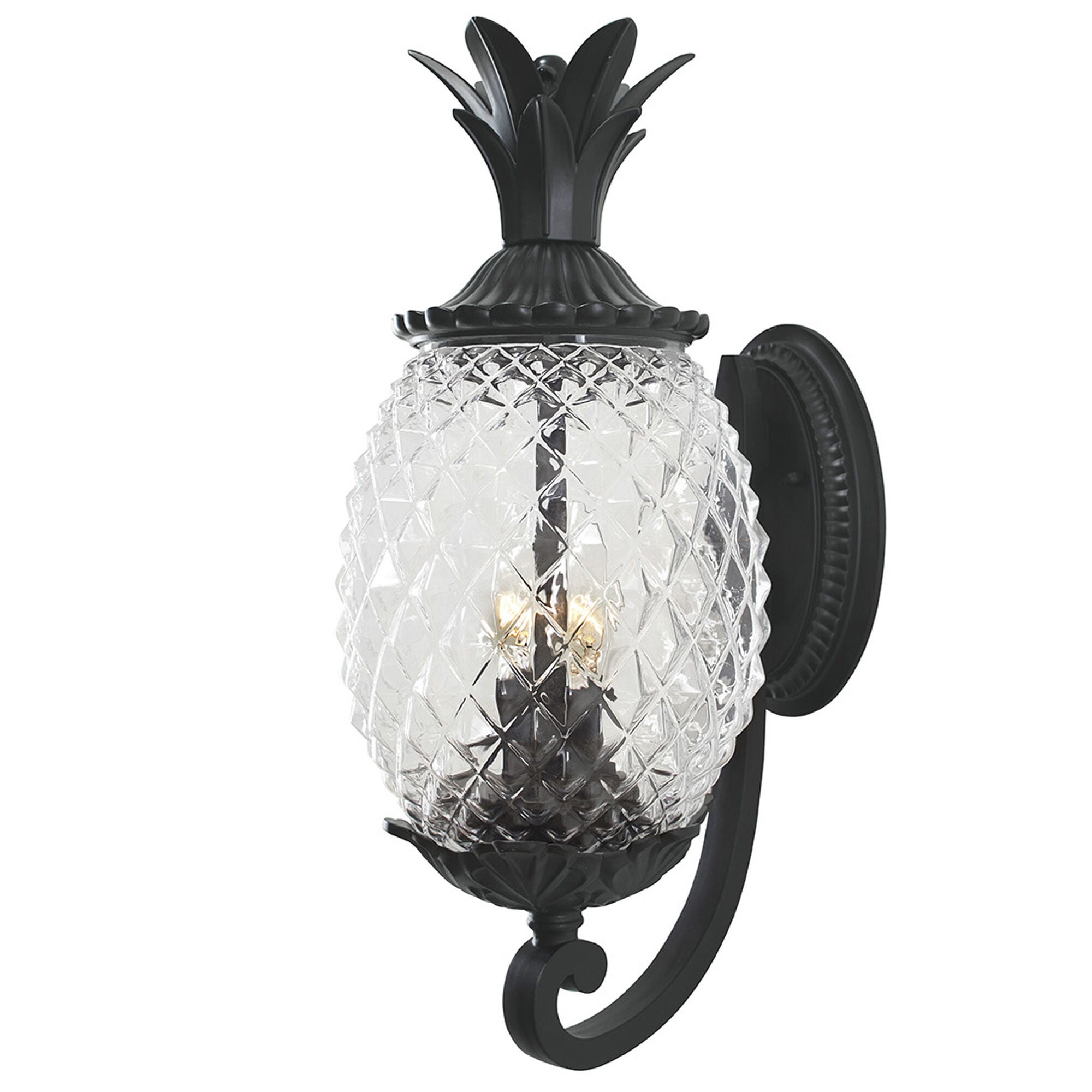Shown in Matte Black finish and Clear Pineapple glass