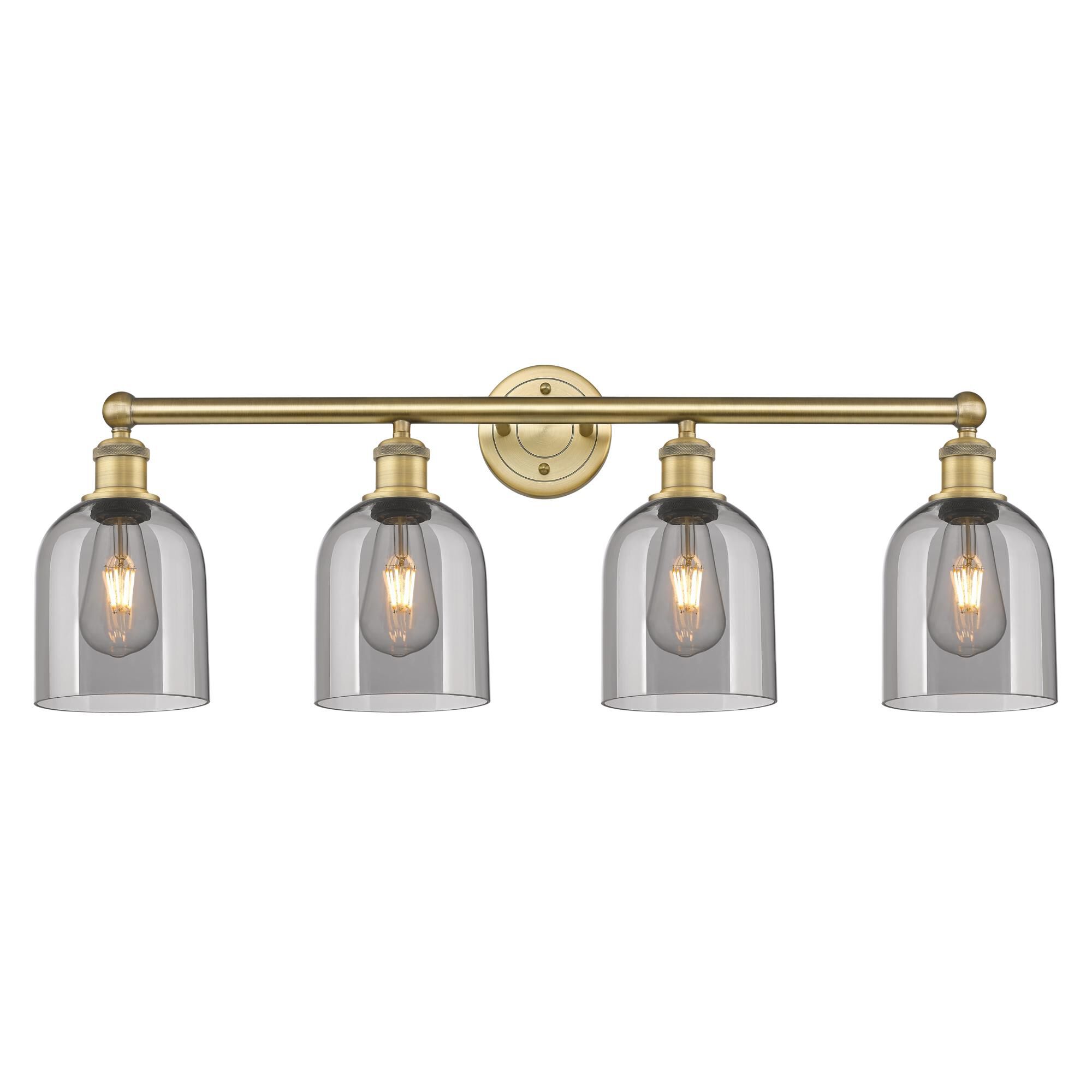 Shown in Brushed Brass finish and Light Smoke glass