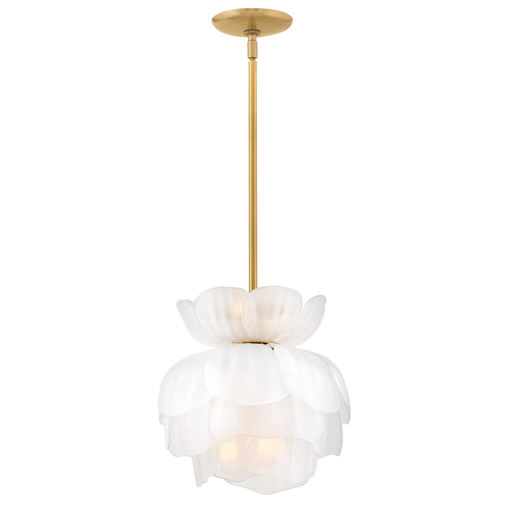 Shown in Unlacquered Brass finish and White Frosted glass