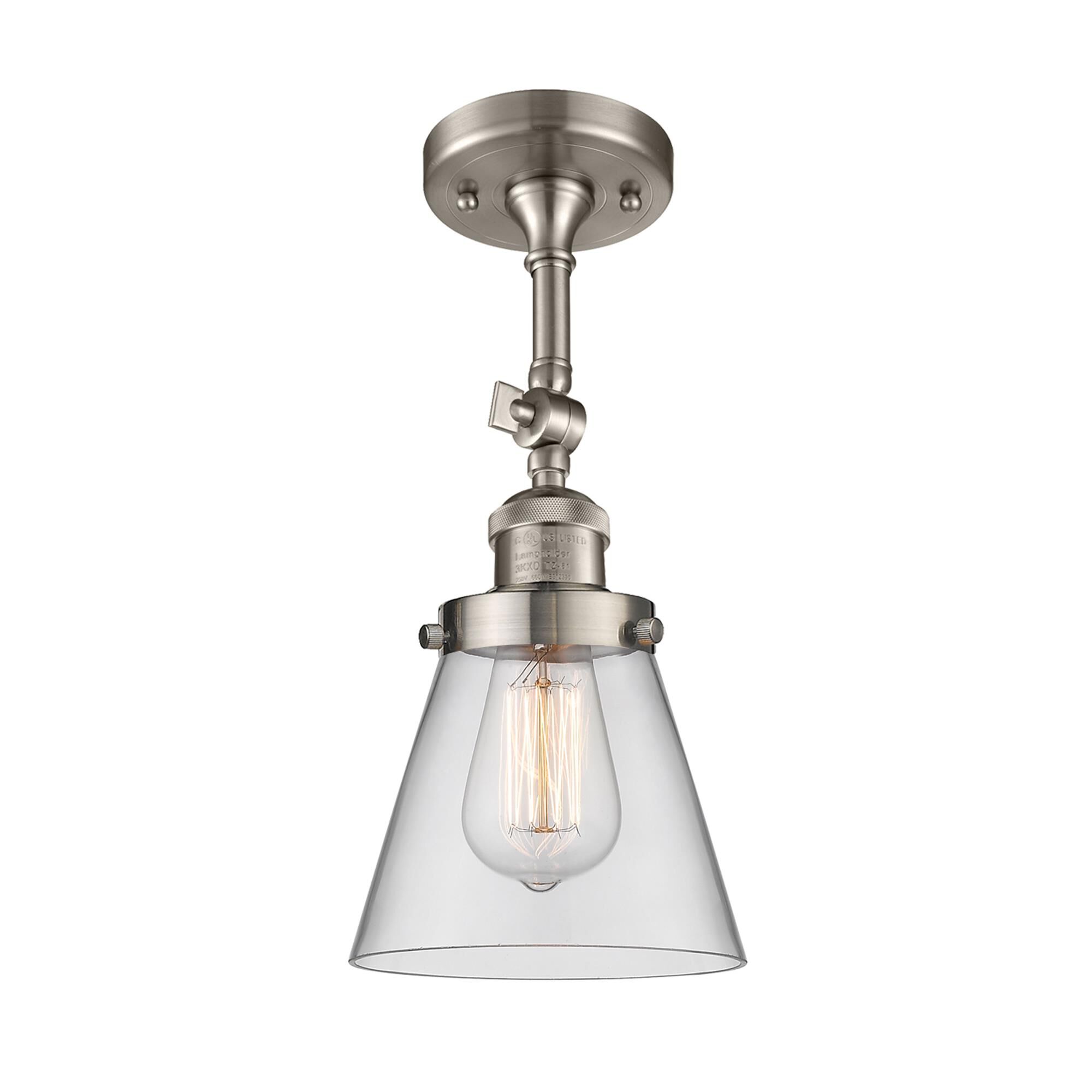 Shown in Brushed Satin Nickel finish and Clear glass and None accent