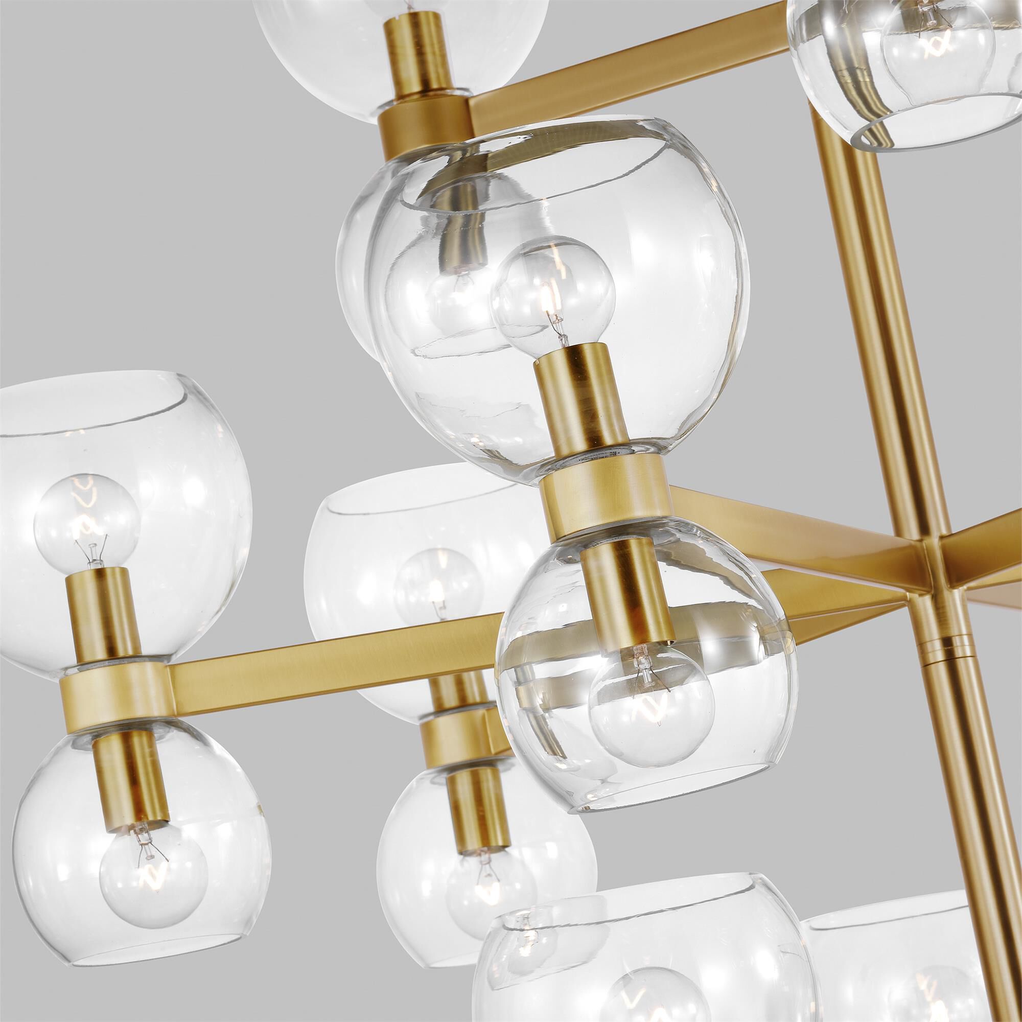 Shown in Burnished Brass finish and Clear glass