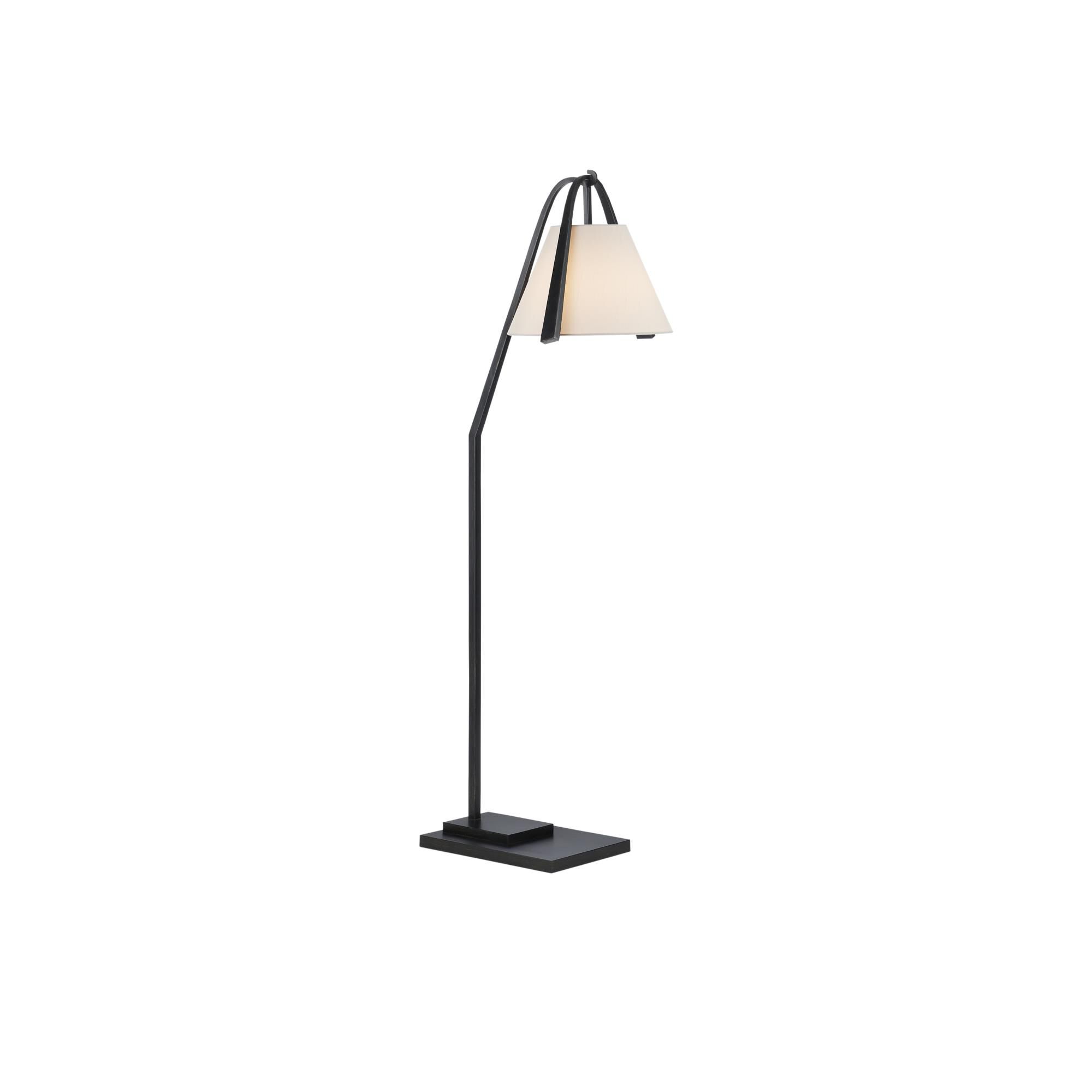 Shown in Satin Black, Brushed Brown finish and Off-White Shantung shade