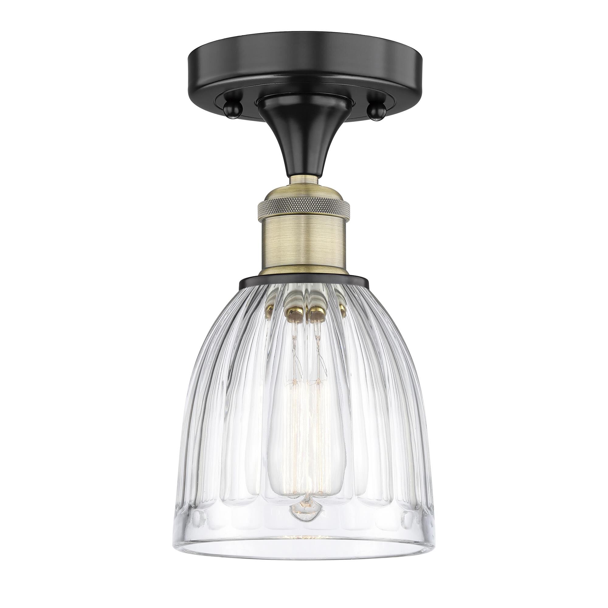 Shown in Black Antique Brass finish and Clear glass