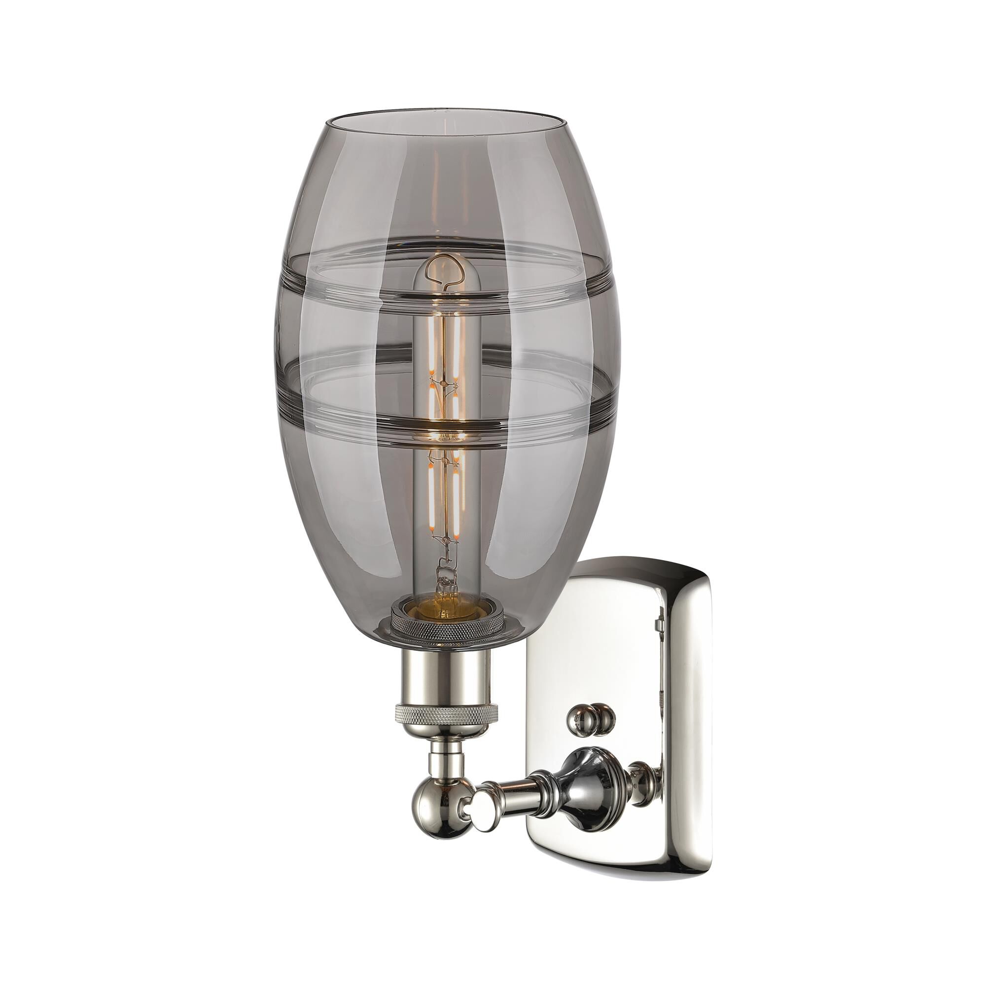 Shown in Polished Nickel finish and Light Smoke glass