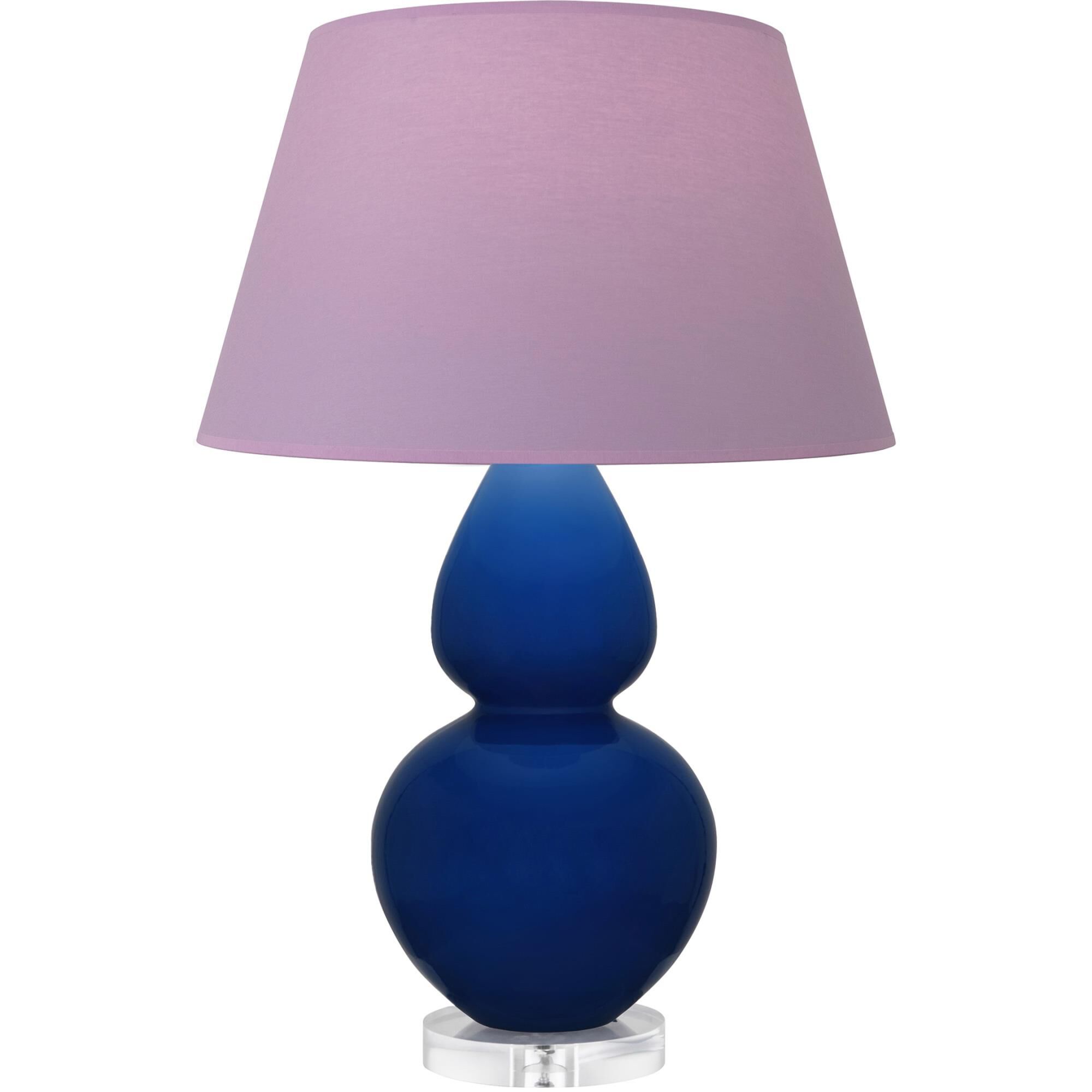 Shown in Cobalt finish and Lavender and Plum shade and Lucite accent