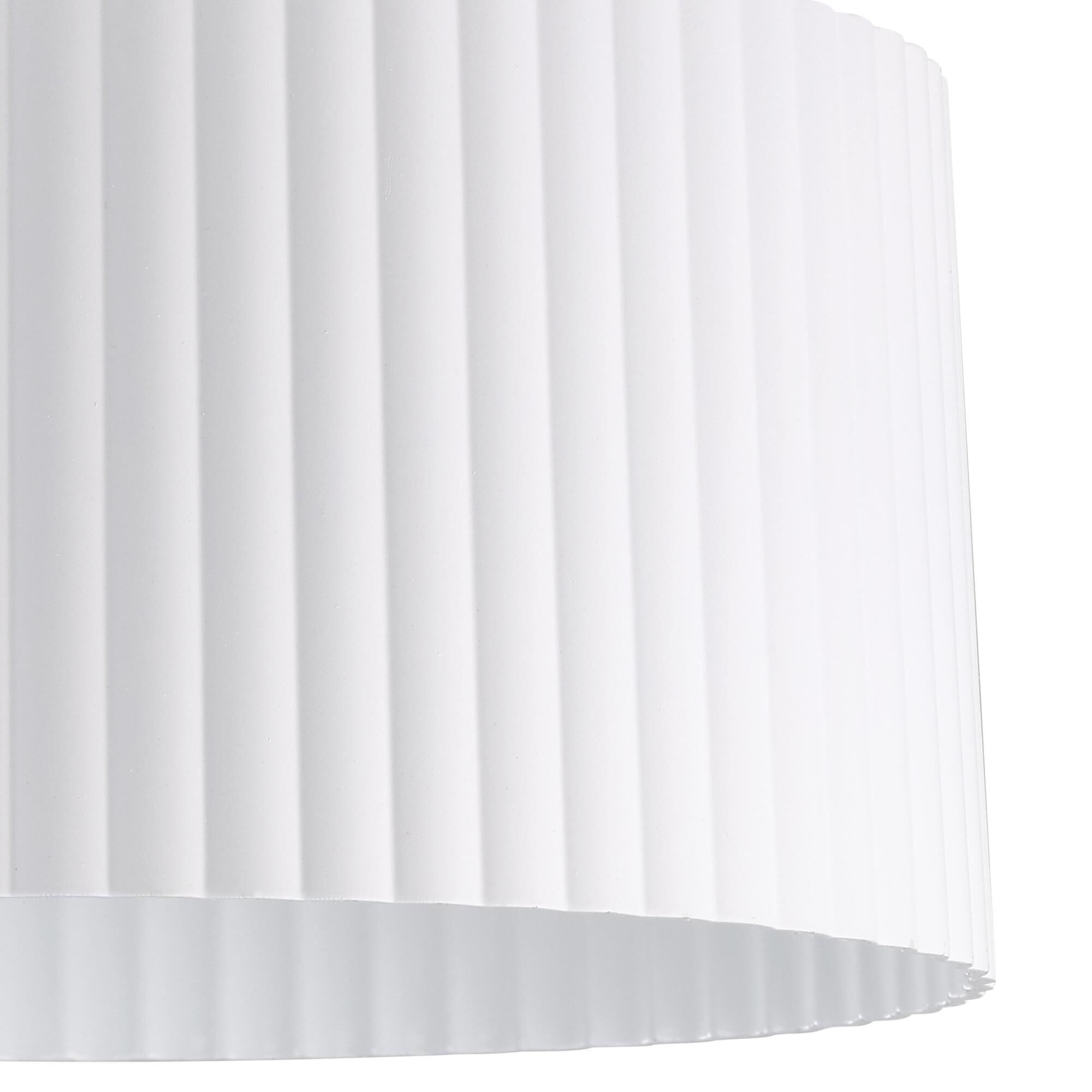 Shown in Brushed Nickel finish and Matte White shade