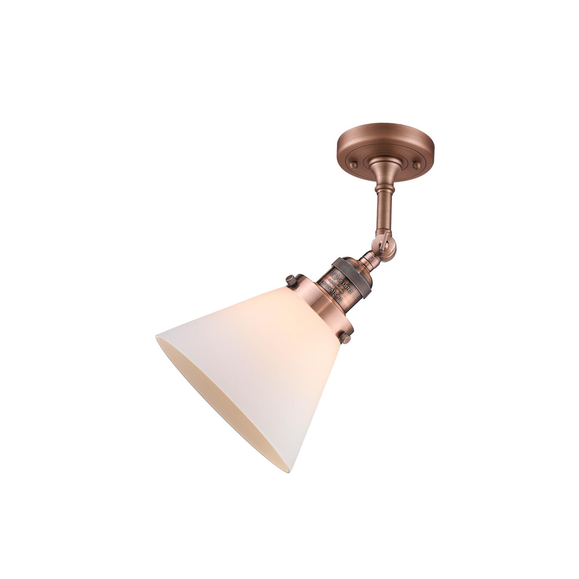 Shown in Antique Copper finish and Matte White Cased glass