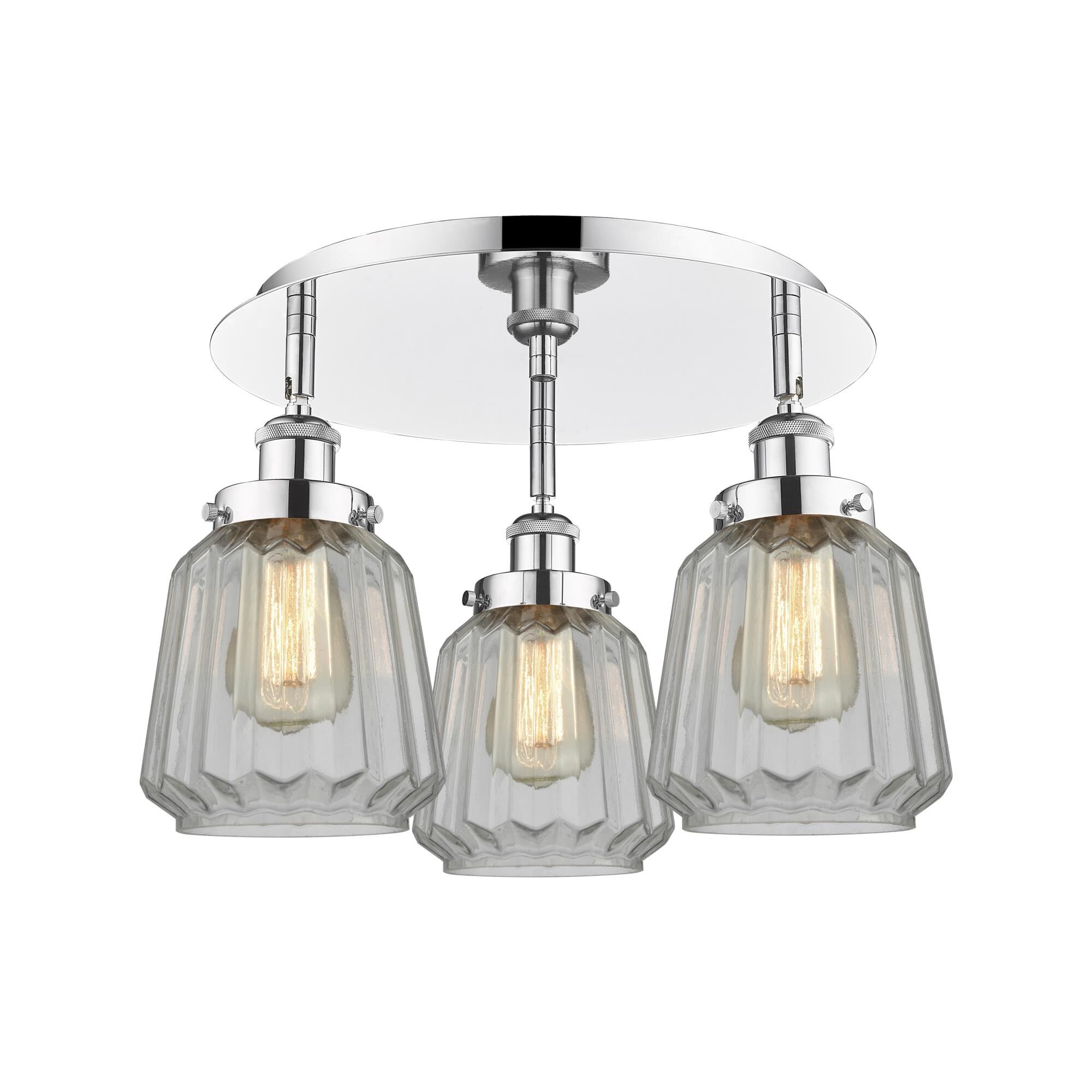 Shown in Polished Chrome finish and Clear glass