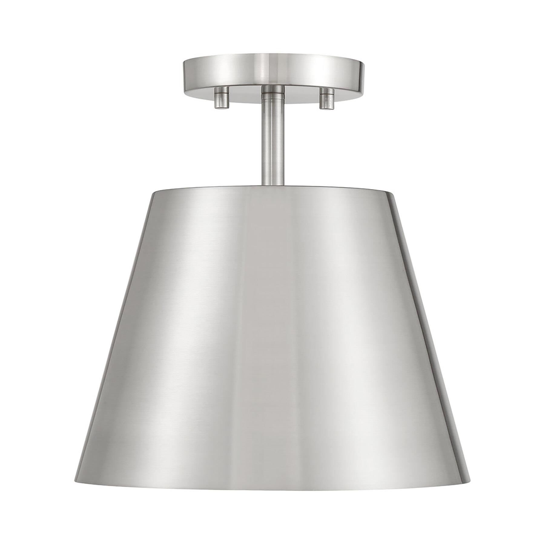 Shown in Brushed Nickel finish and Metal shade