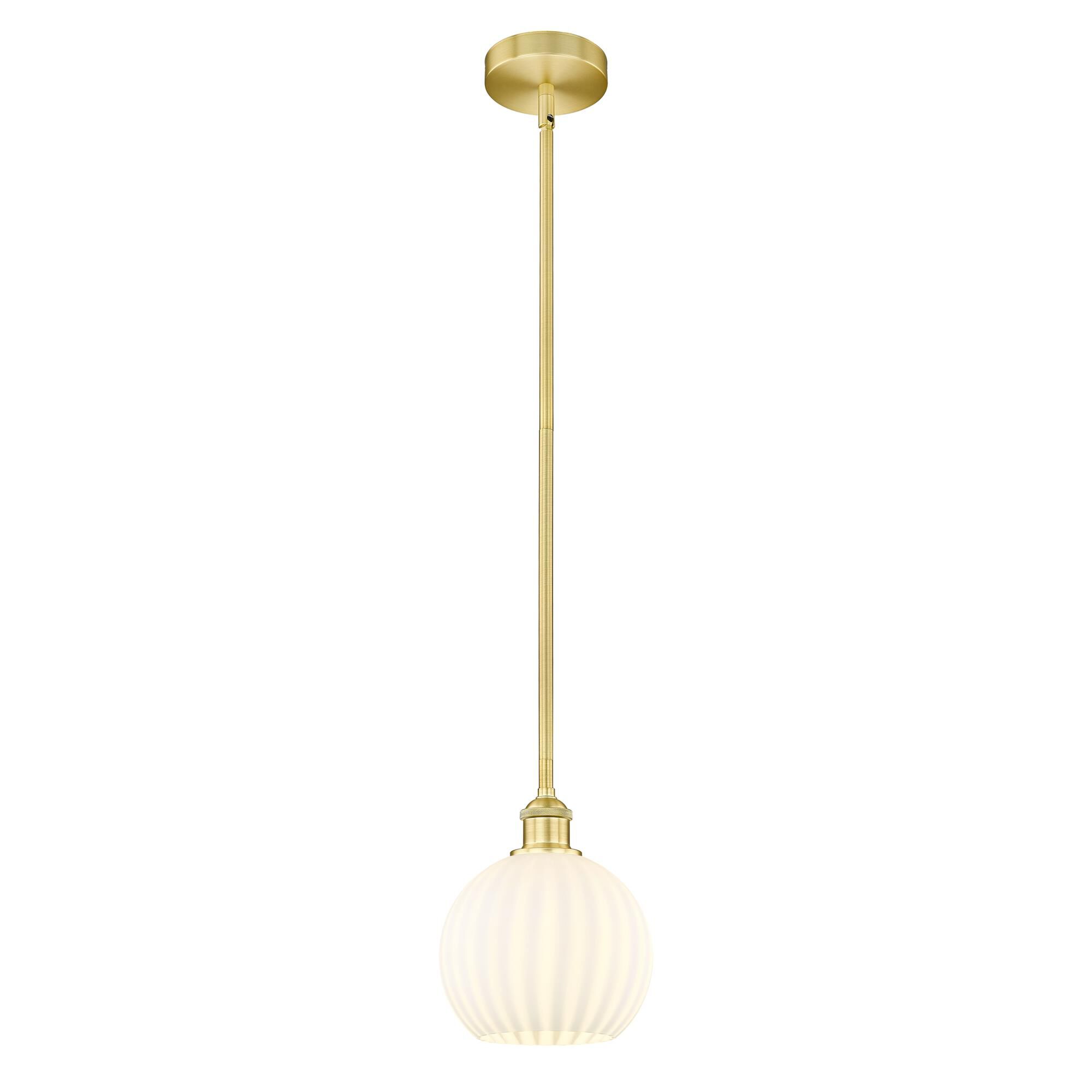 Shown in Satin Gold finish and White Venetian glass